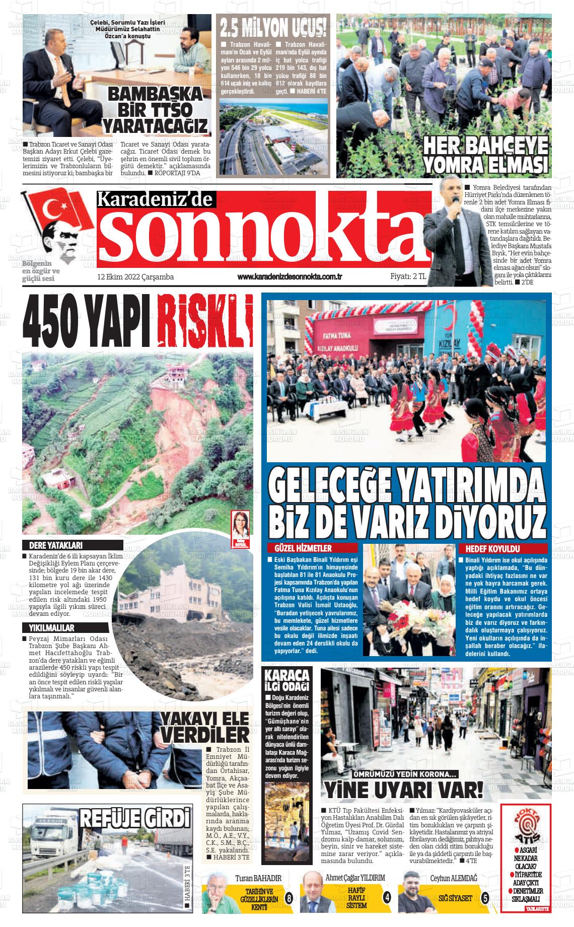 12 Ekim 2022 Karadeniz'de Sonnokta Gazete Manşeti