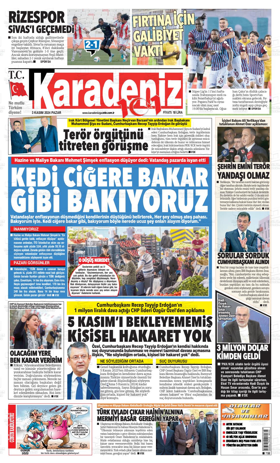 03 Kasım 2024 Karadeniz Gazete Manşeti