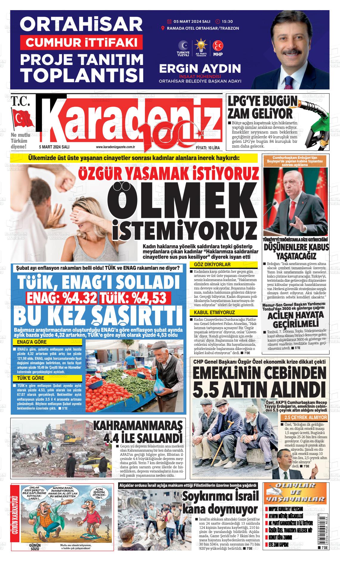 05 Mart 2024 Karadeniz Gazete Manşeti