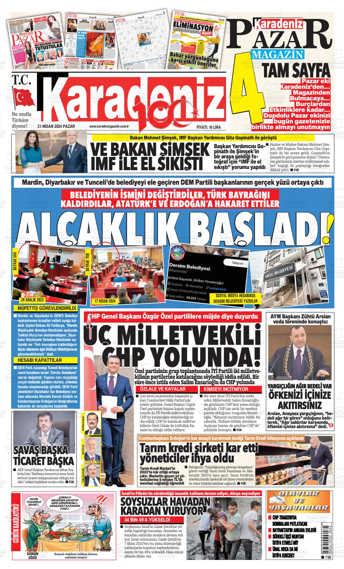 22 Nisan 2024 Karadeniz Gazete Manşeti