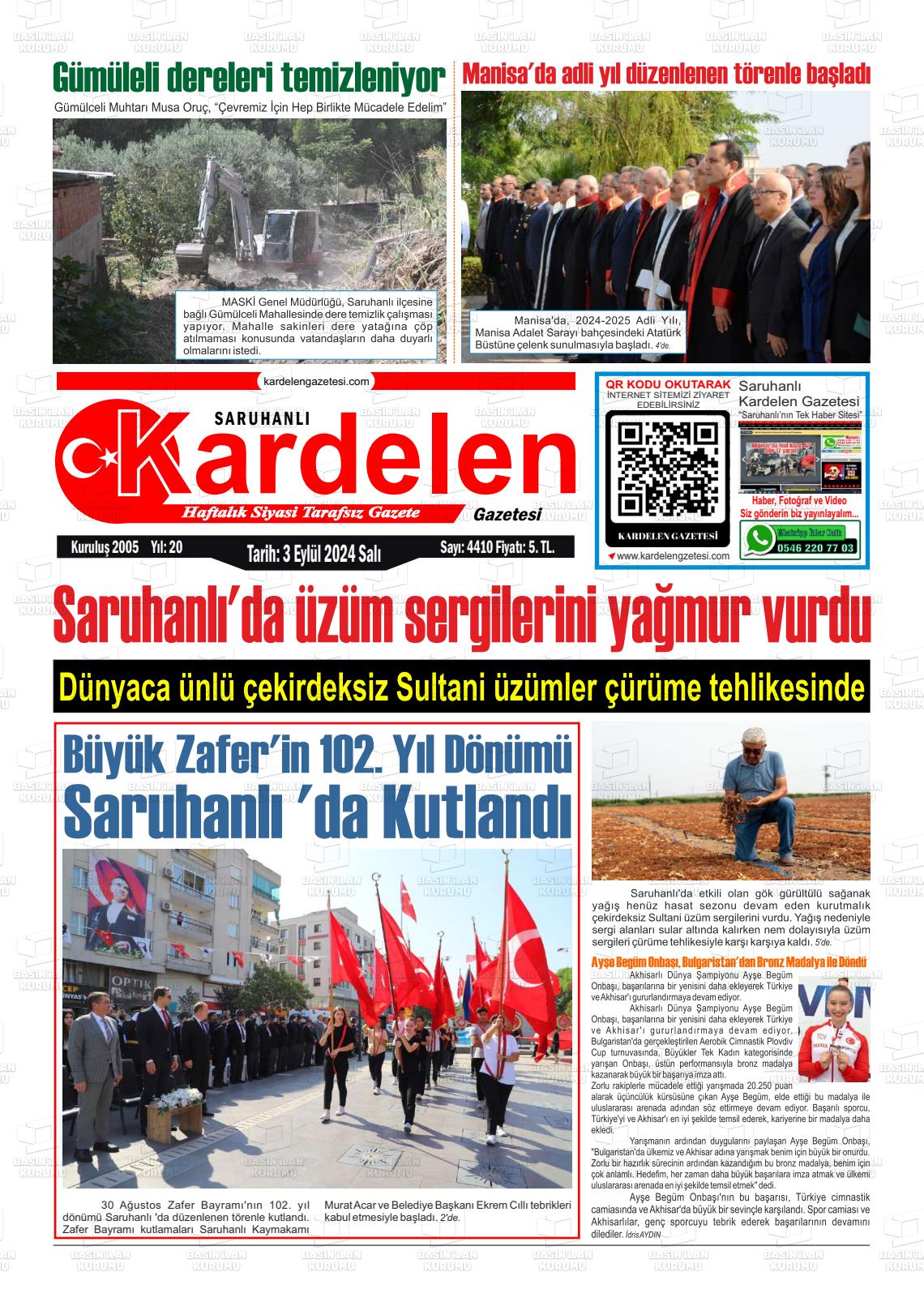 03 Eylül 2024 Saruhanlı Kardelen Gazete Manşeti