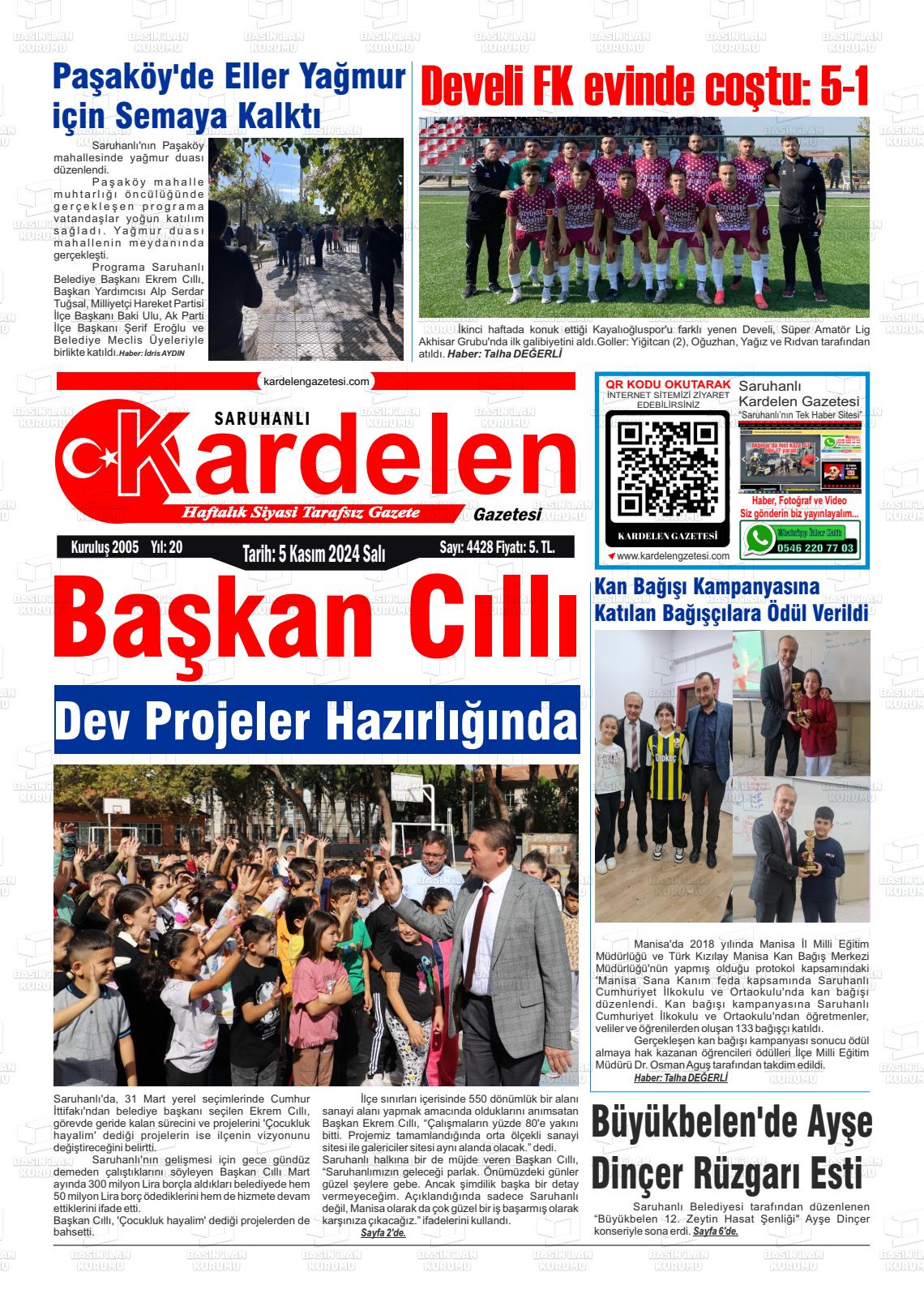 05 Kasım 2024 Saruhanlı Kardelen Gazete Manşeti