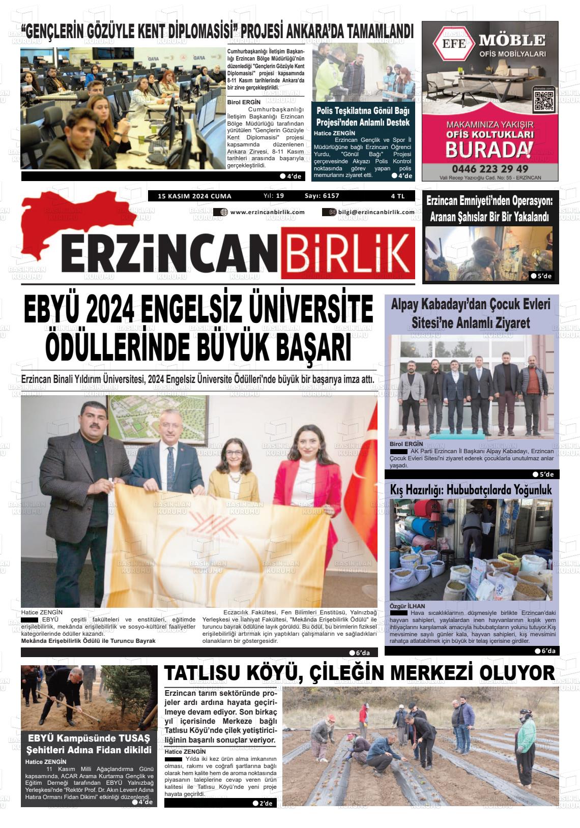 15 Kasım 2024 Kazankaya Gazete Manşeti