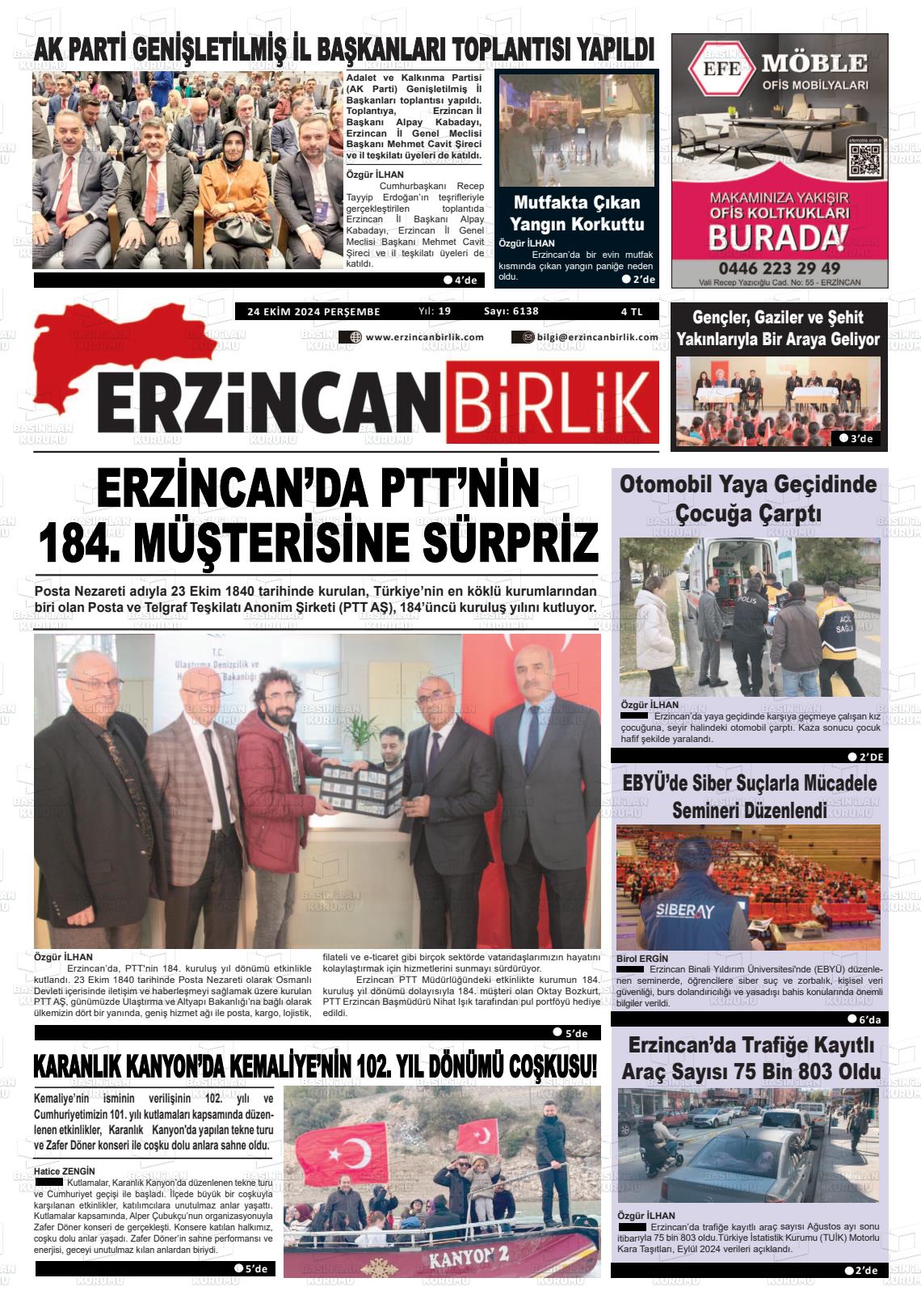 24 Ekim 2024 Kazankaya Gazete Manşeti