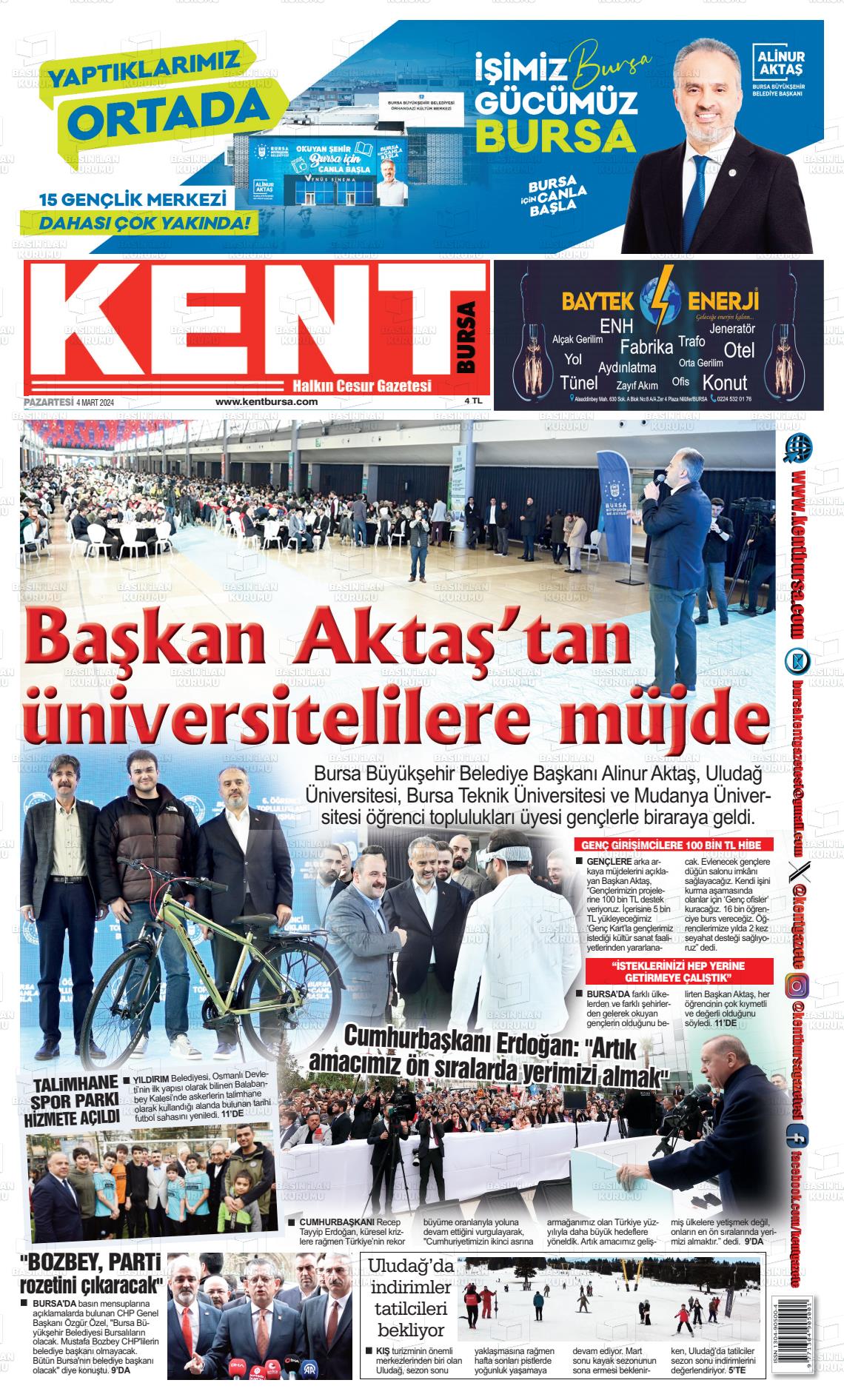 04 Mart 2024 Kent Gazete Manşeti