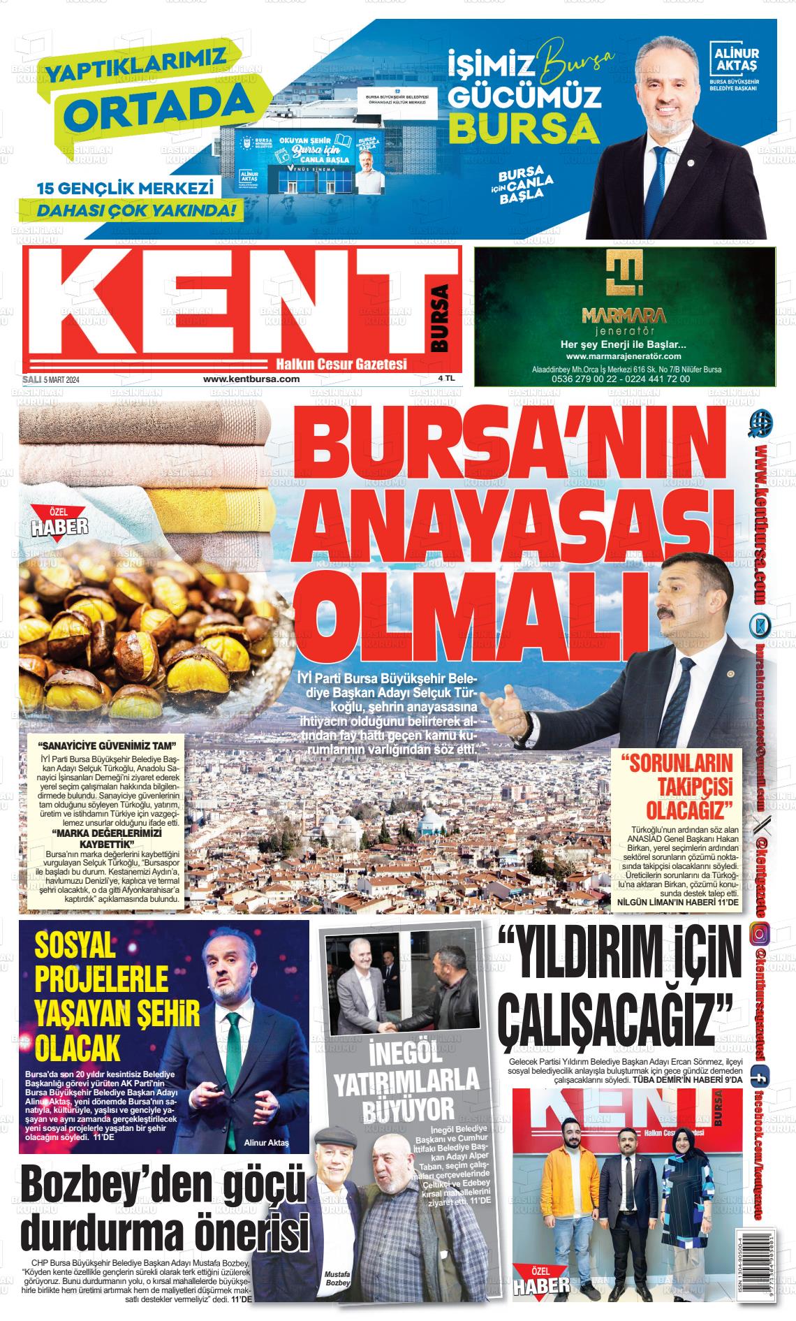 07 Mart 2024 Kent Gazete Manşeti