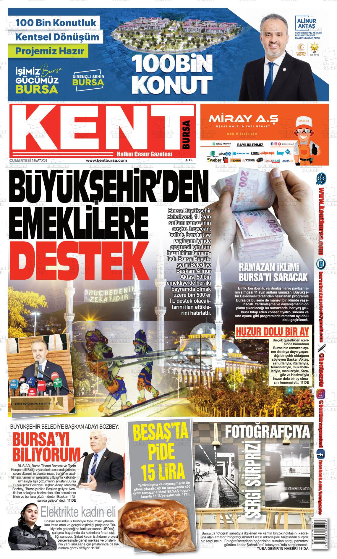 09 Mart 2024 Kent Gazete Manşeti