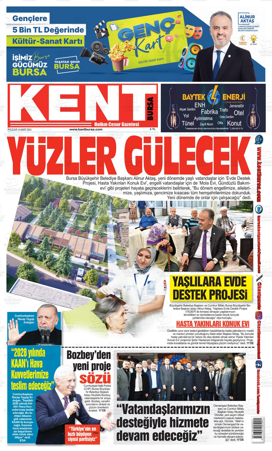 24 Mart 2024 Kent Gazete Manşeti