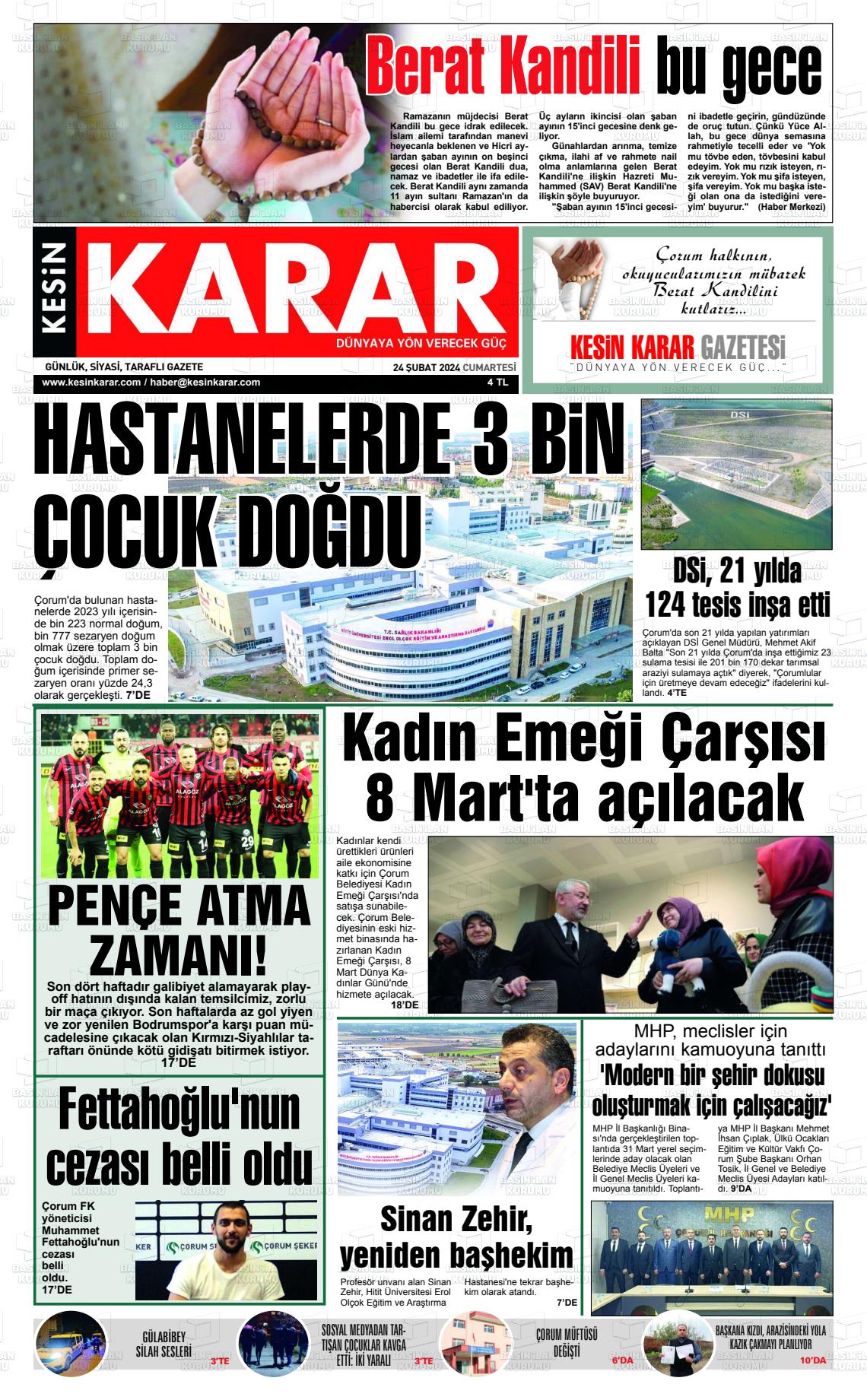 24 Şubat 2024 Kesin Karar Gazete Manşeti