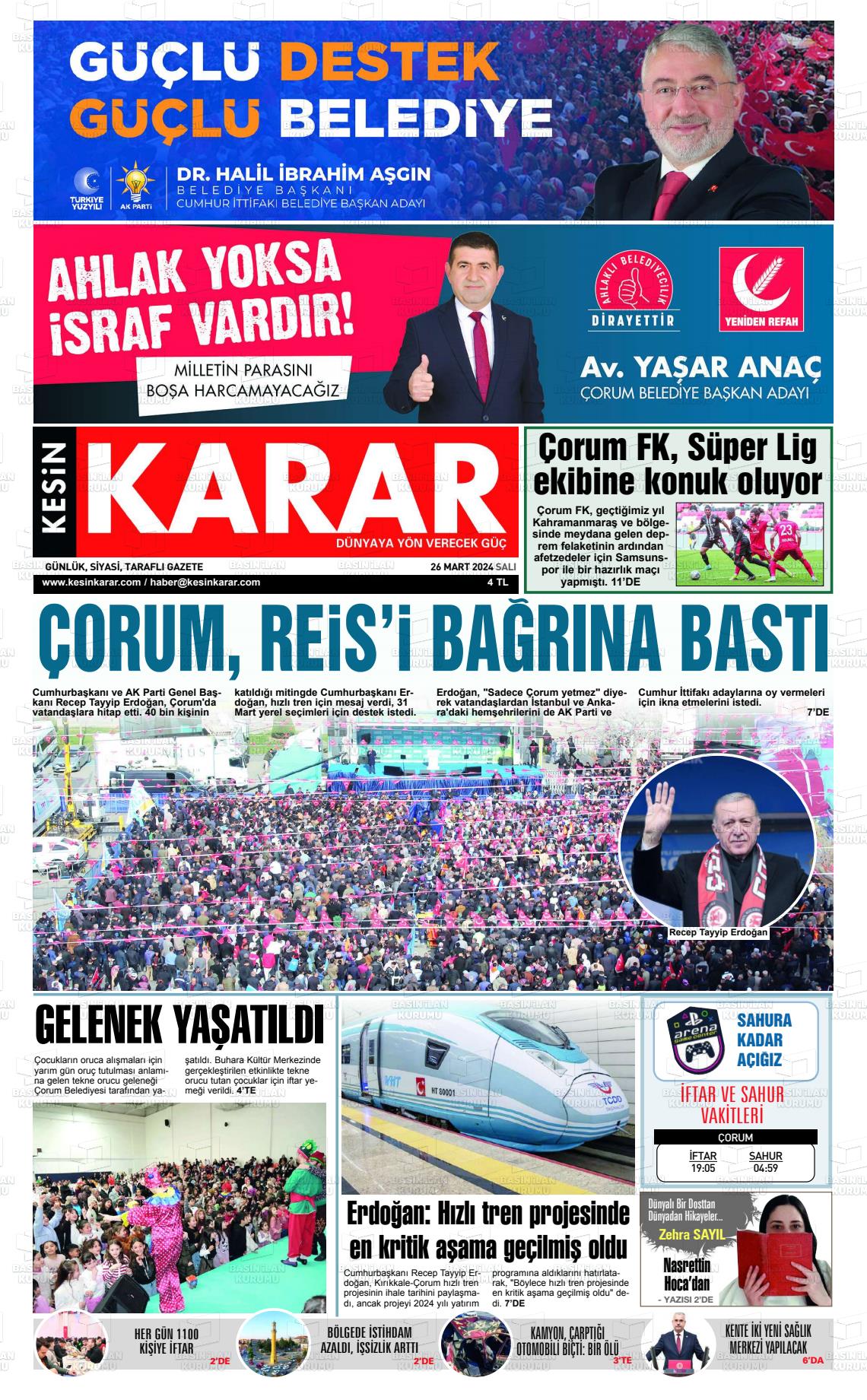 26 Mart 2024 Kesin Karar Gazete Manşeti