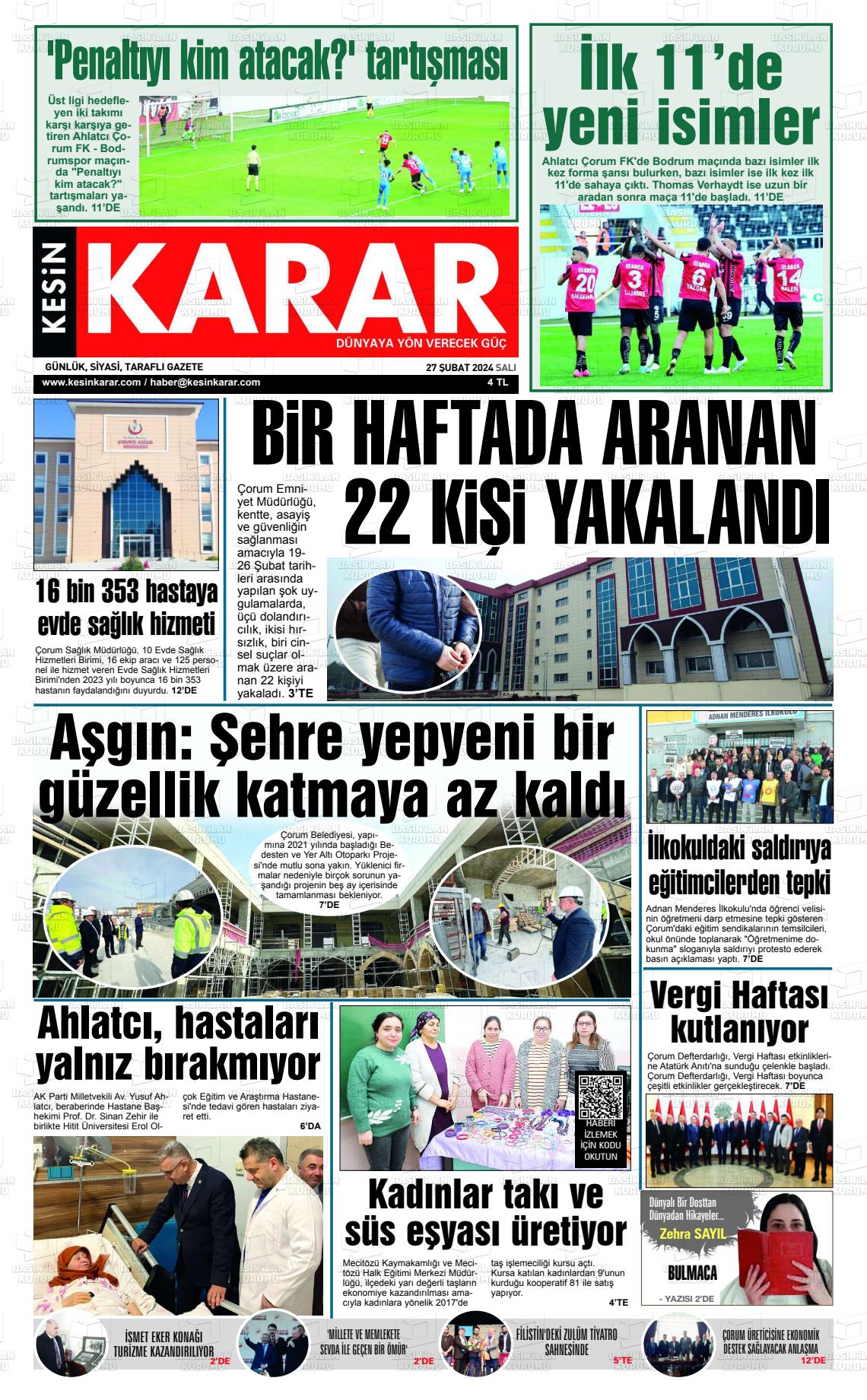 27 Şubat 2024 Kesin Karar Gazete Manşeti