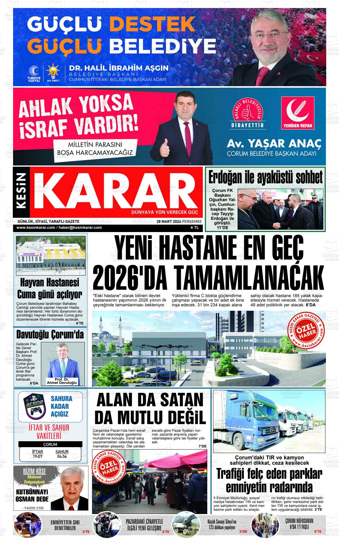 28 Mart 2024 Kesin Karar Gazete Manşeti