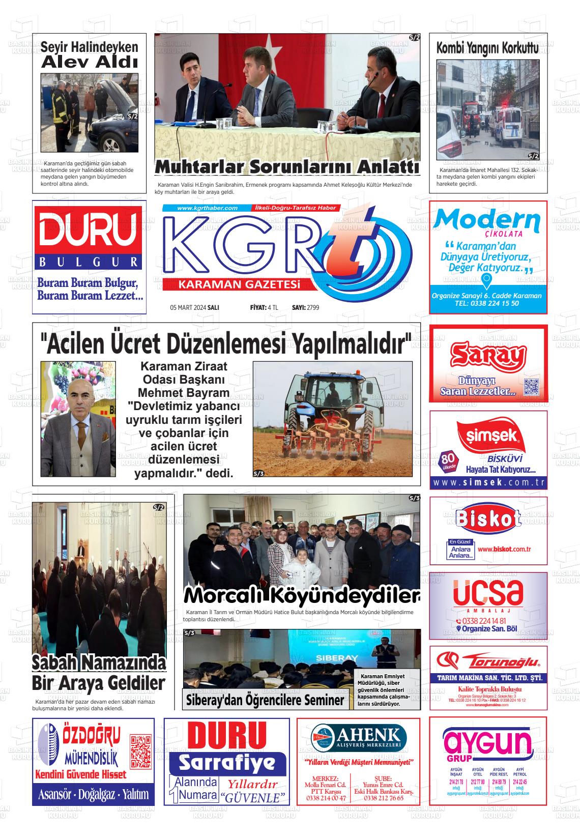 07 Mart 2024 Kgrt Karaman Gazete Manşeti