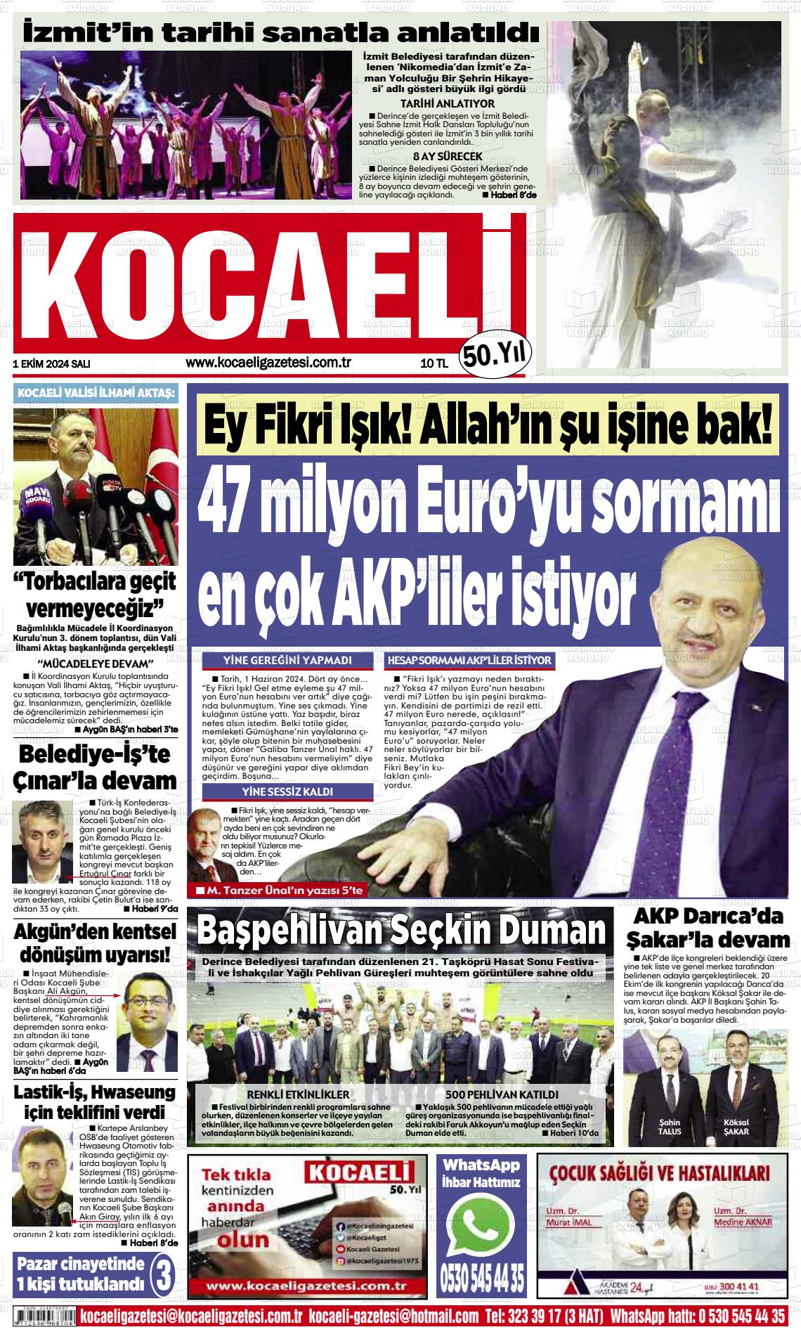 01 Ekim 2024 Kocaeli Gazete Manşeti