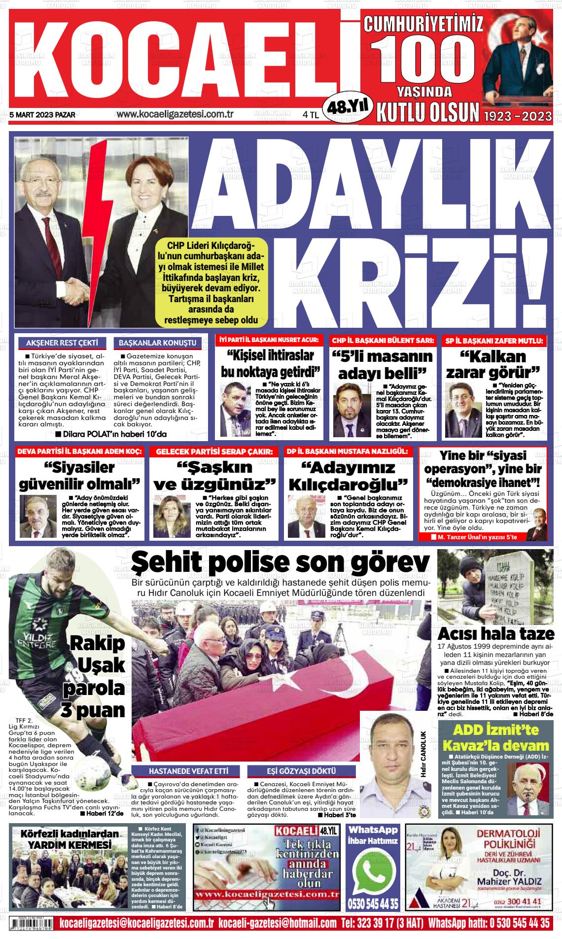 05 Mart 2023 Kocaeli Gazete Manşeti