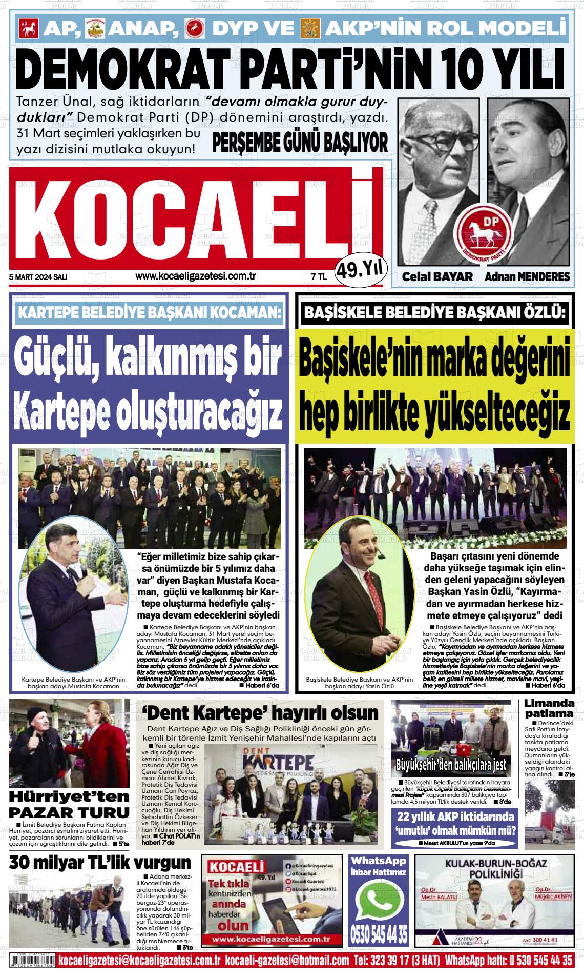 07 Mart 2024 Kocaeli Gazete Manşeti