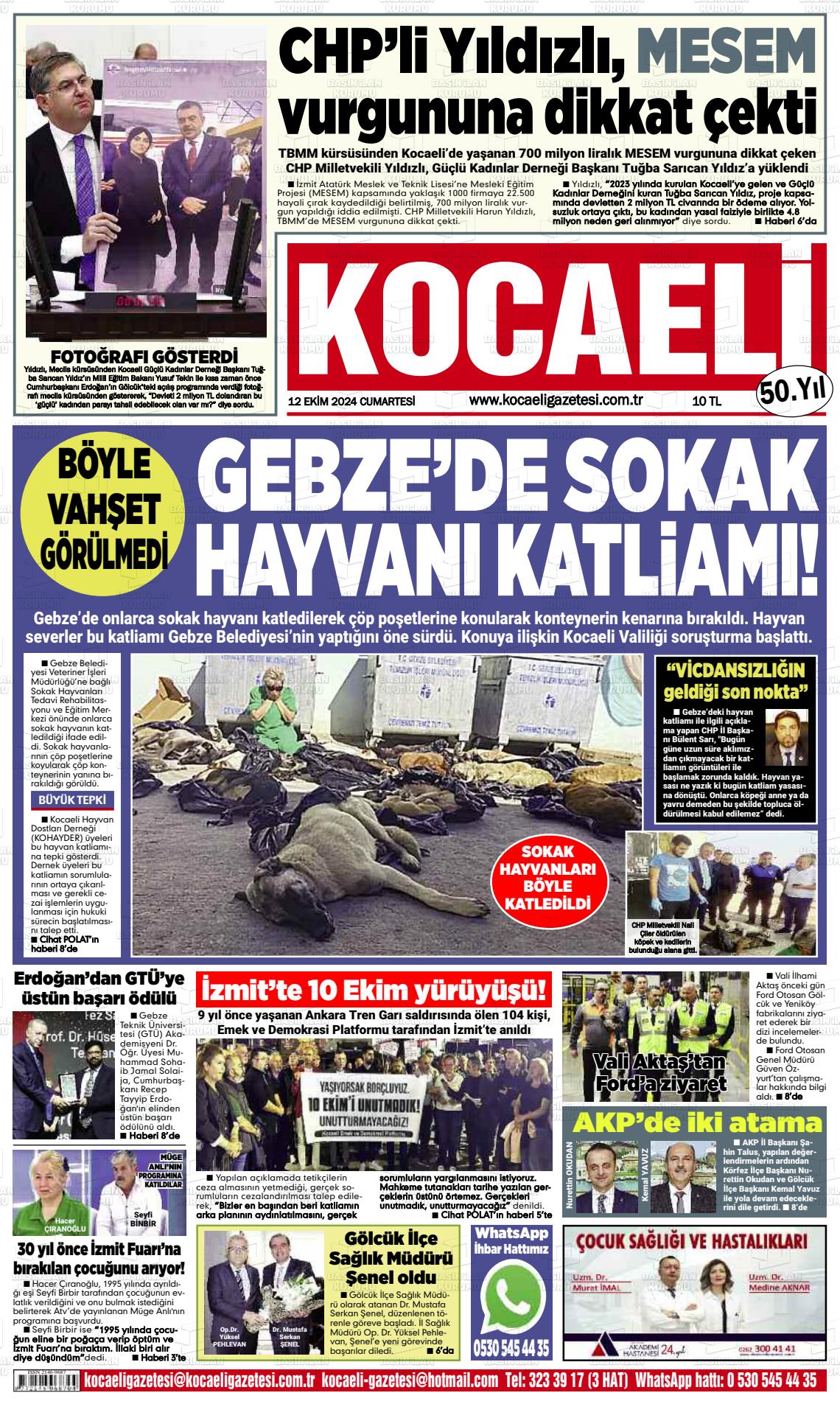 12 Ekim 2024 Kocaeli Gazete Manşeti