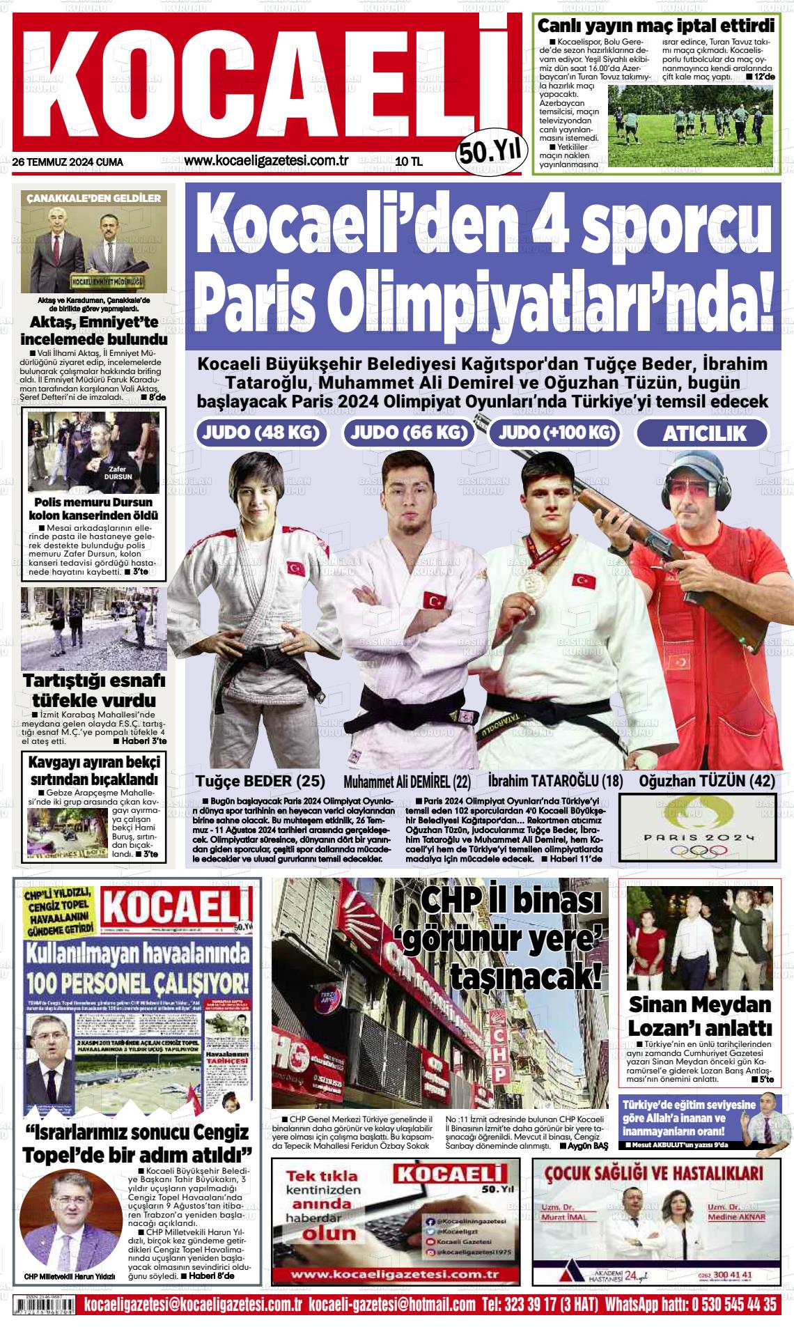27 Temmuz 2024 Kocaeli Gazete Manşeti