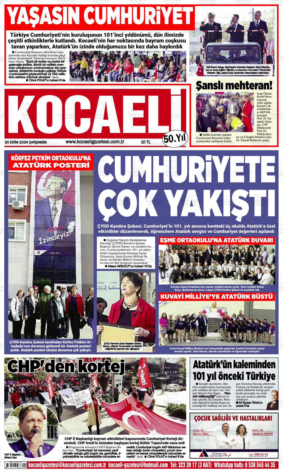 30 Ekim 2024 Kocaeli Gazete Manşeti