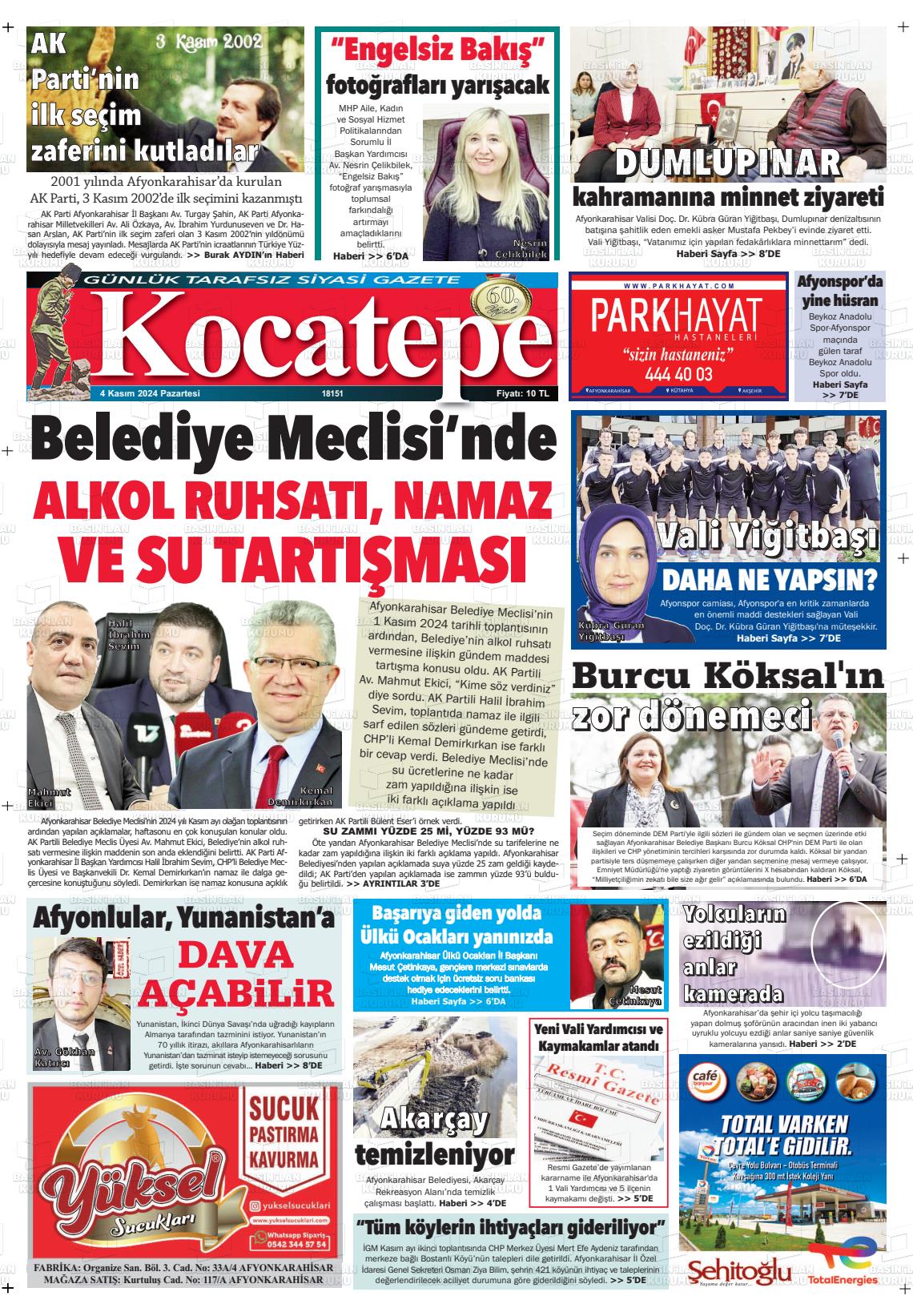 04 Kasım 2024 Kocatepe Gazete Manşeti