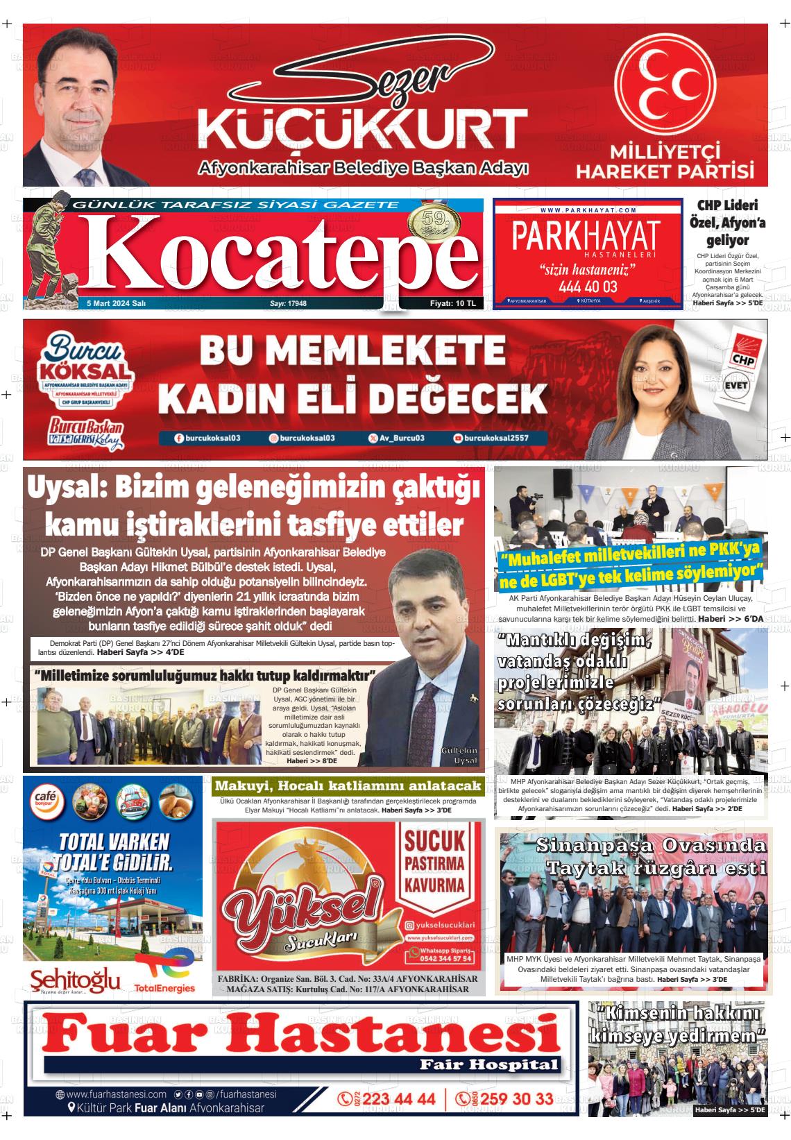 07 Mart 2024 Kocatepe Gazete Manşeti