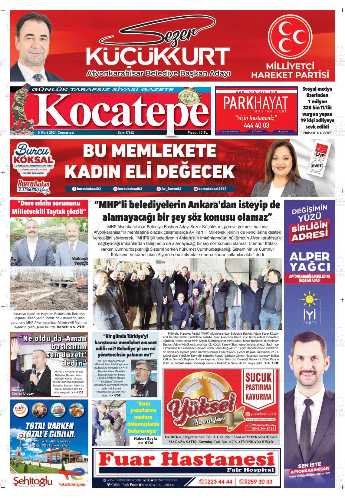 09 Mart 2024 Kocatepe Gazete Manşeti