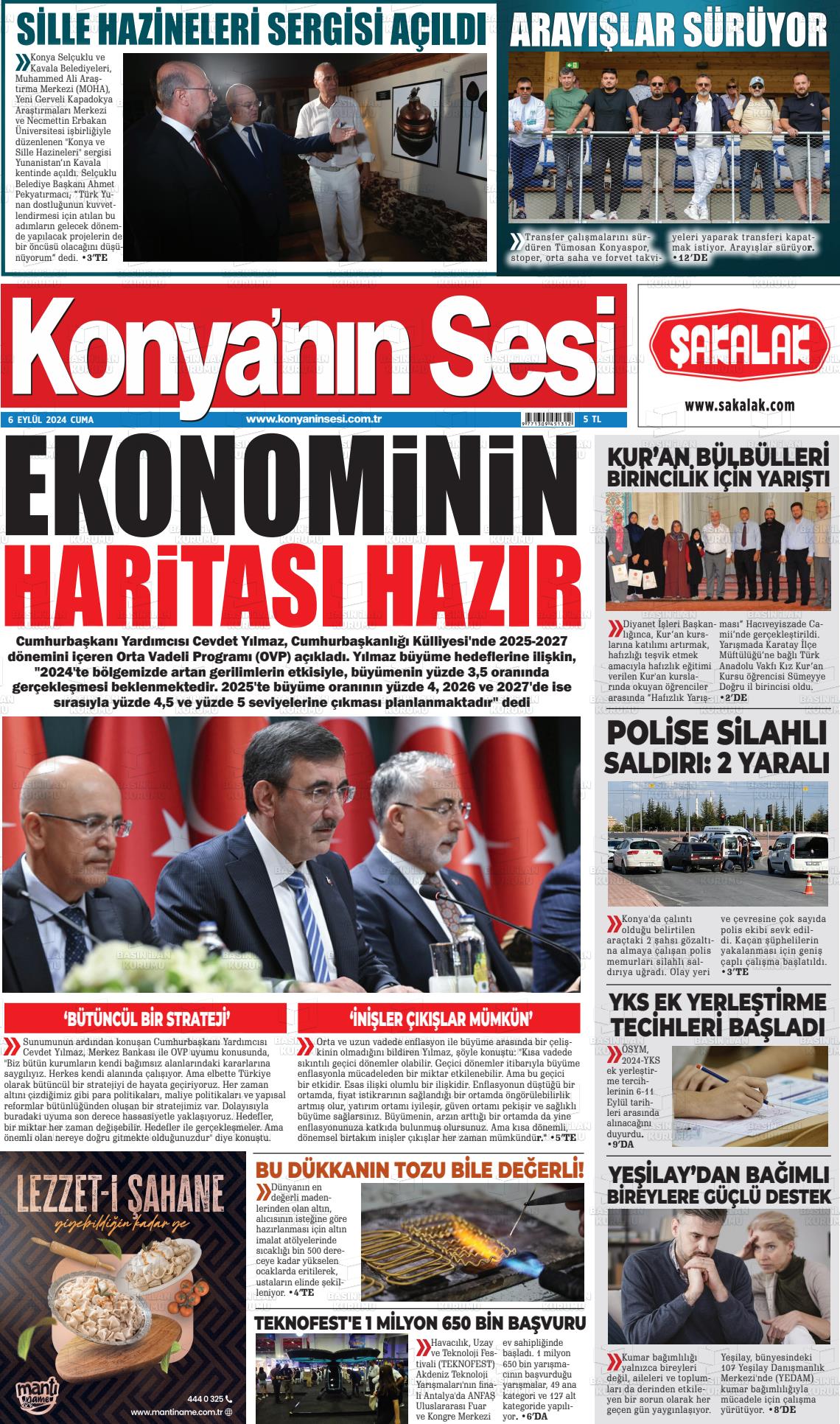 06 Eylül 2024 Konyanin Sesi Gazete Manşeti