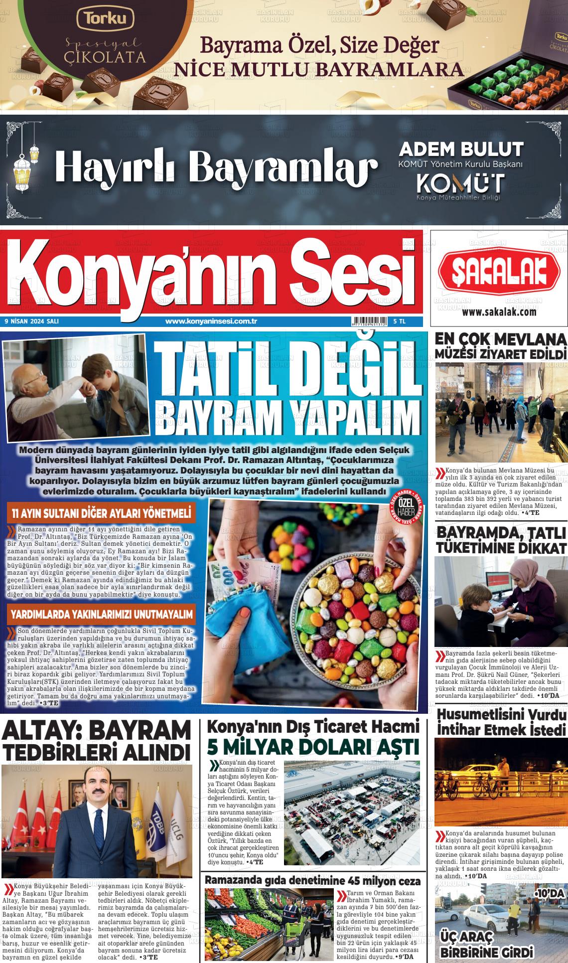 09 Nisan 2024 Konyanin Sesi Gazete Manşeti