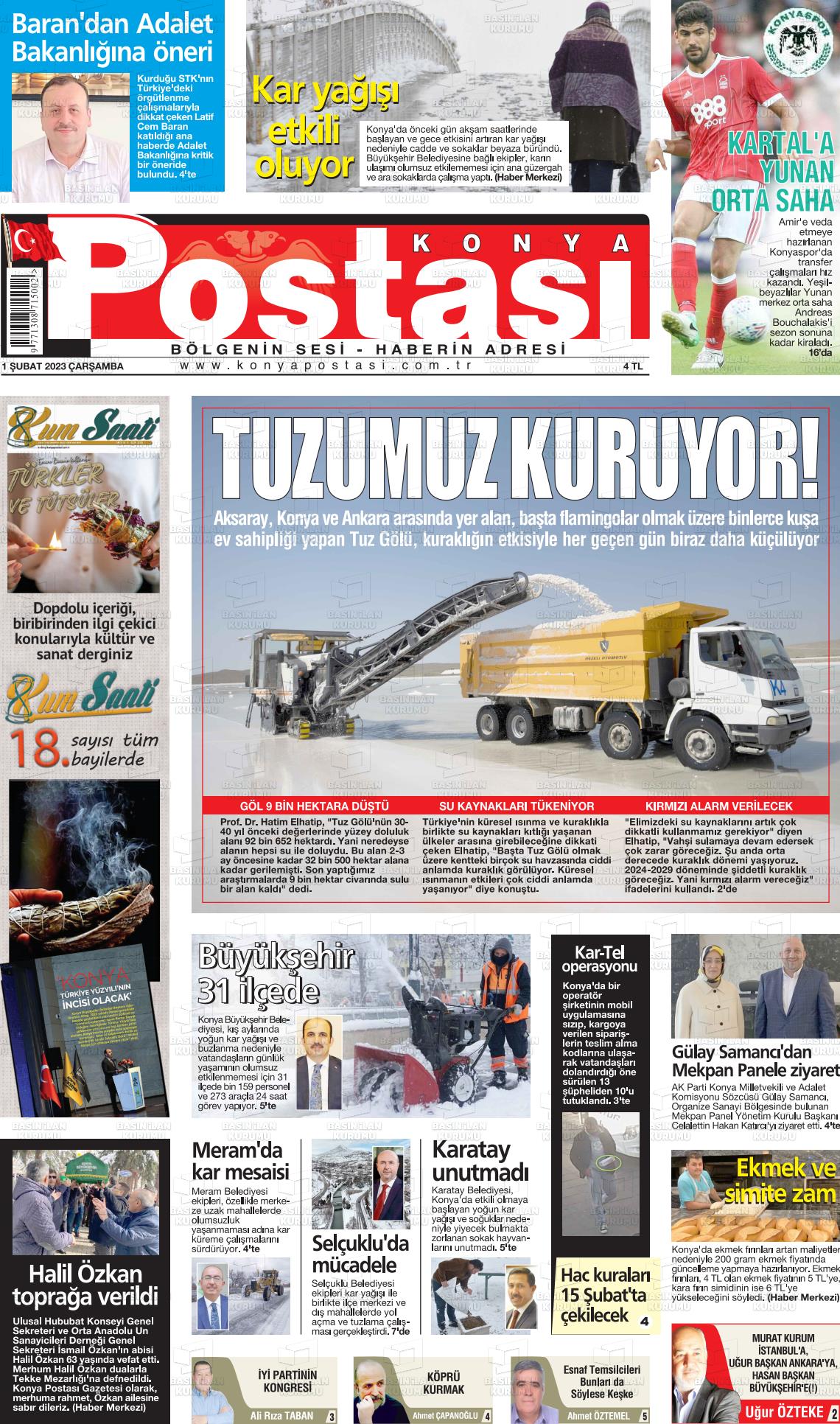 01 Nisan 2023 Konya Postası Gazete Manşeti