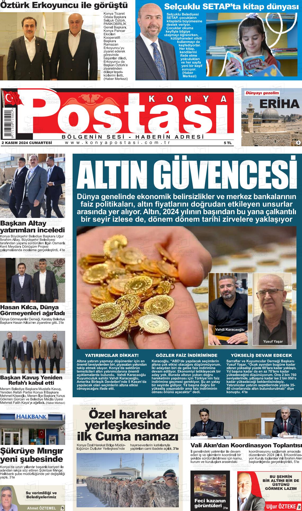 02 Kasım 2024 Konya Postası Gazete Manşeti