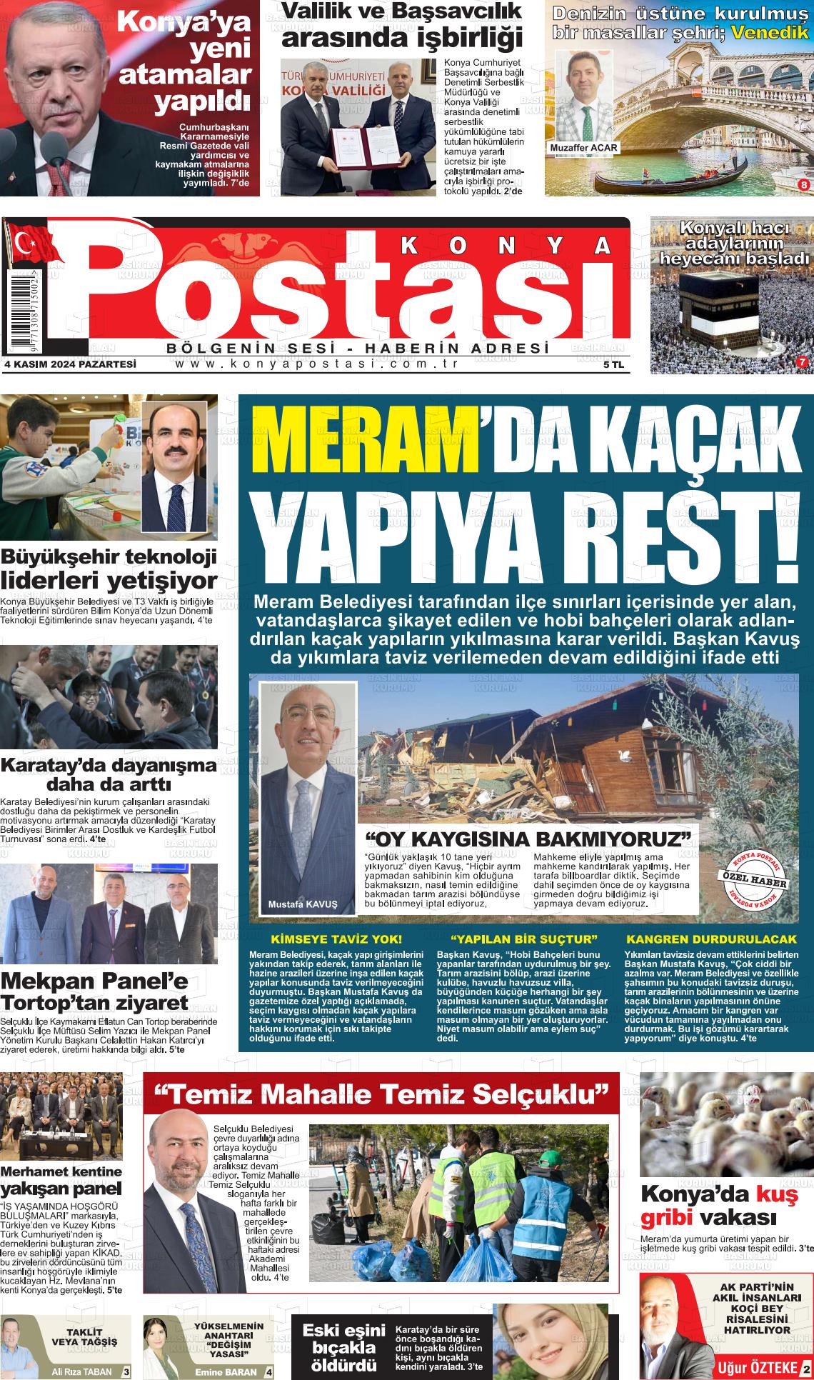 04 Kasım 2024 Konya Postası Gazete Manşeti