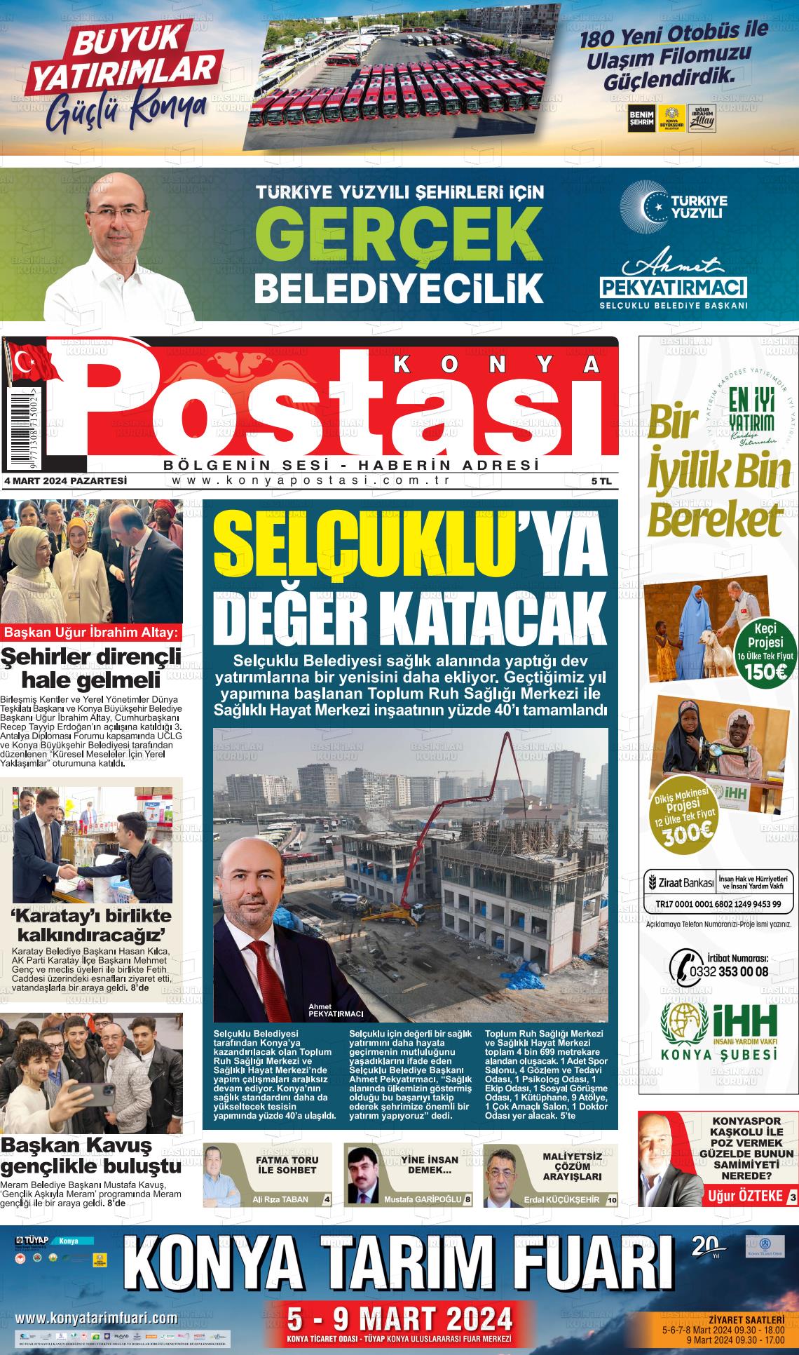 04 Mart 2024 Konya Postası Gazete Manşeti