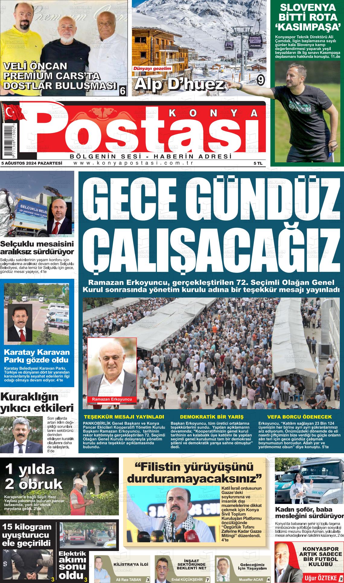 05 Ağustos 2024 Konya Postası Gazete Manşeti