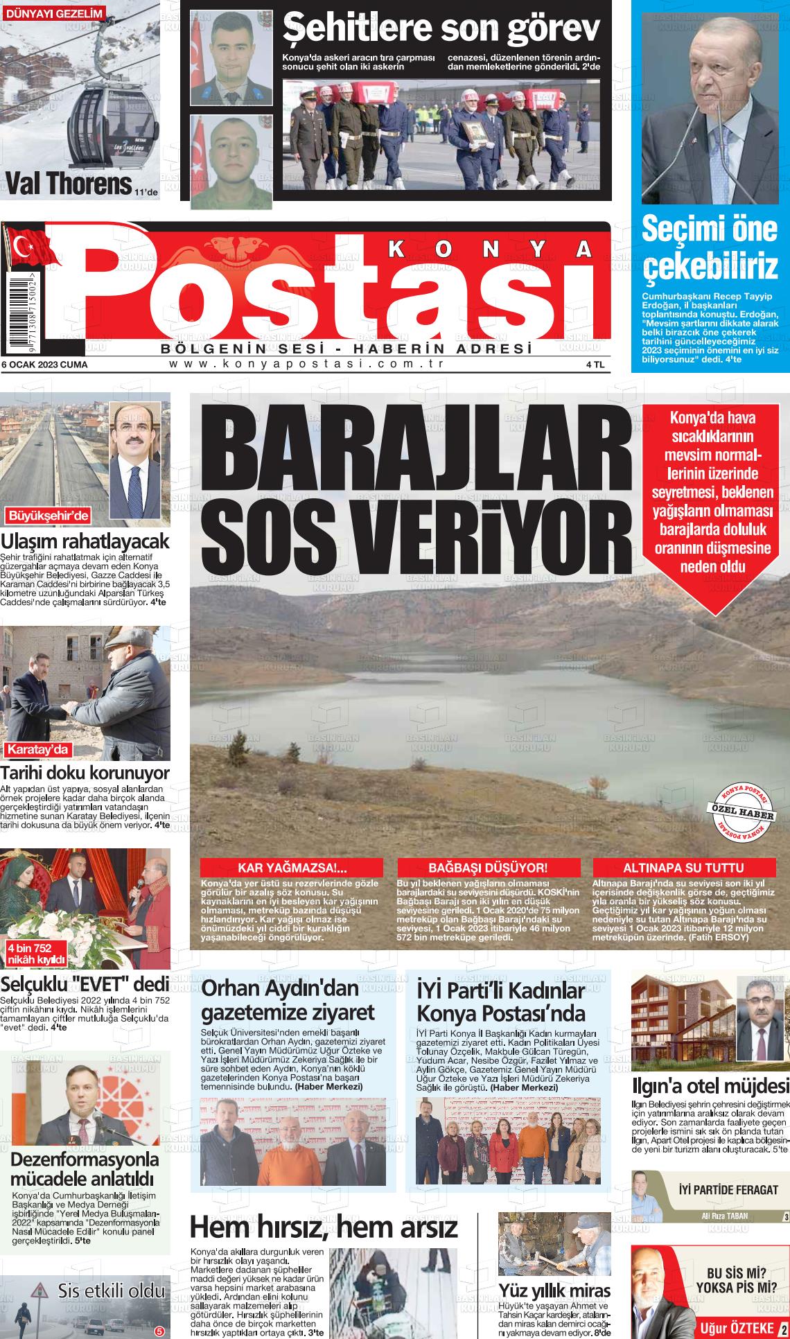 06 Ocak 2023 Konya Postası Gazete Manşeti