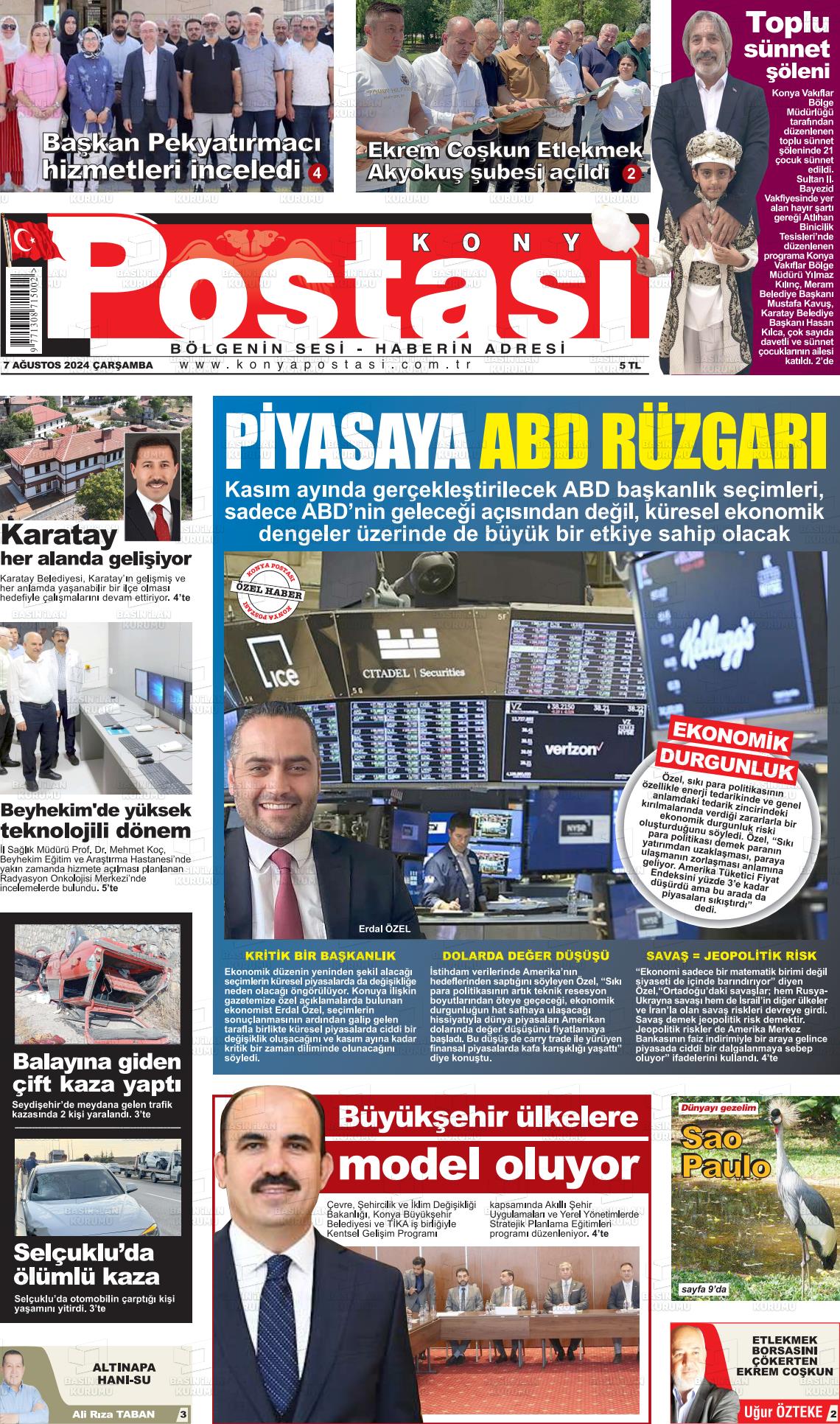 07 Ağustos 2024 Konya Postası Gazete Manşeti