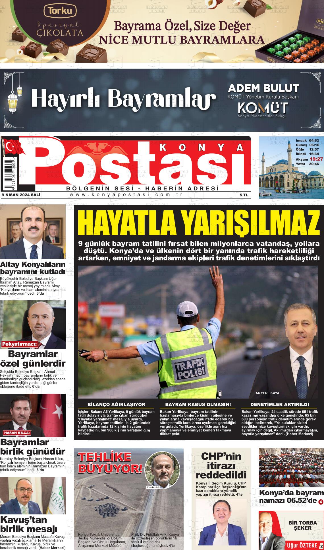 09 Nisan 2024 Konya Postası Gazete Manşeti