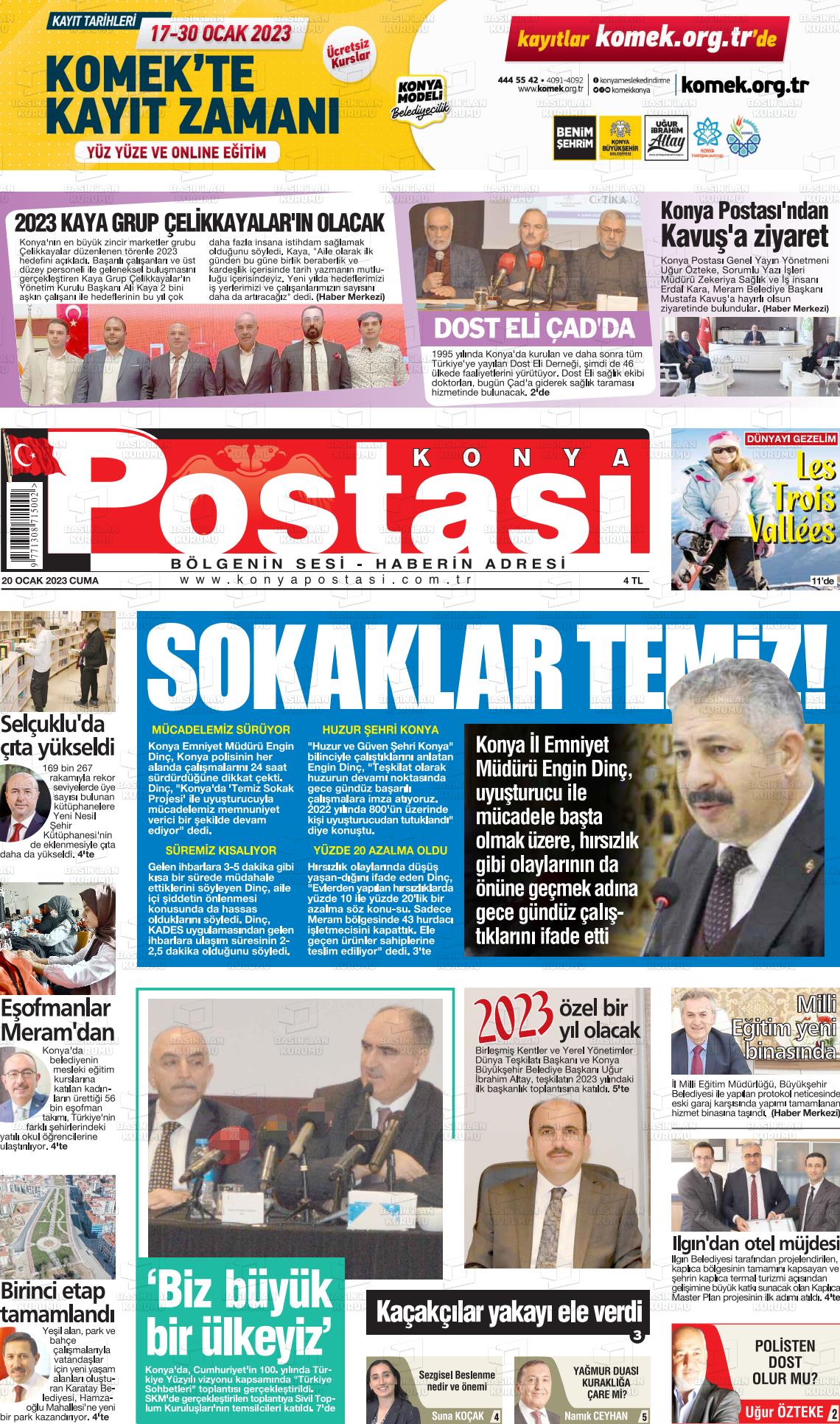 21 Ocak 2023 Konya Postası Gazete Manşeti