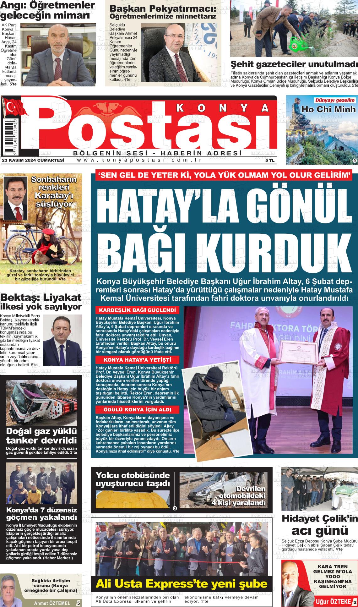 23 Kasım 2024 Konya Postası Gazete Manşeti