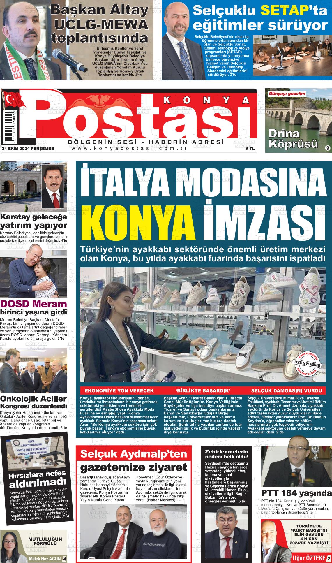 24 Ekim 2024 Konya Postası Gazete Manşeti