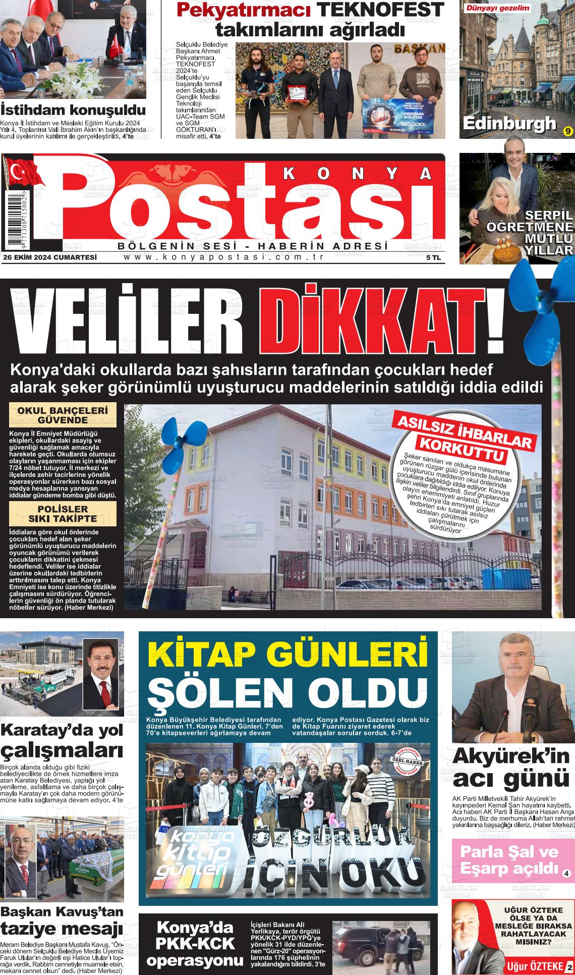 26 Ekim 2024 Konya Postası Gazete Manşeti