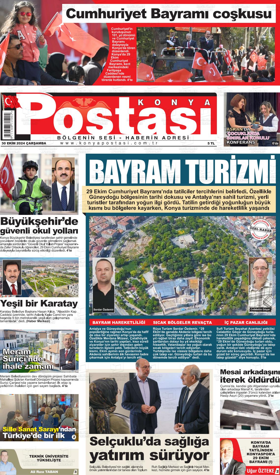 30 Ekim 2024 Konya Postası Gazete Manşeti