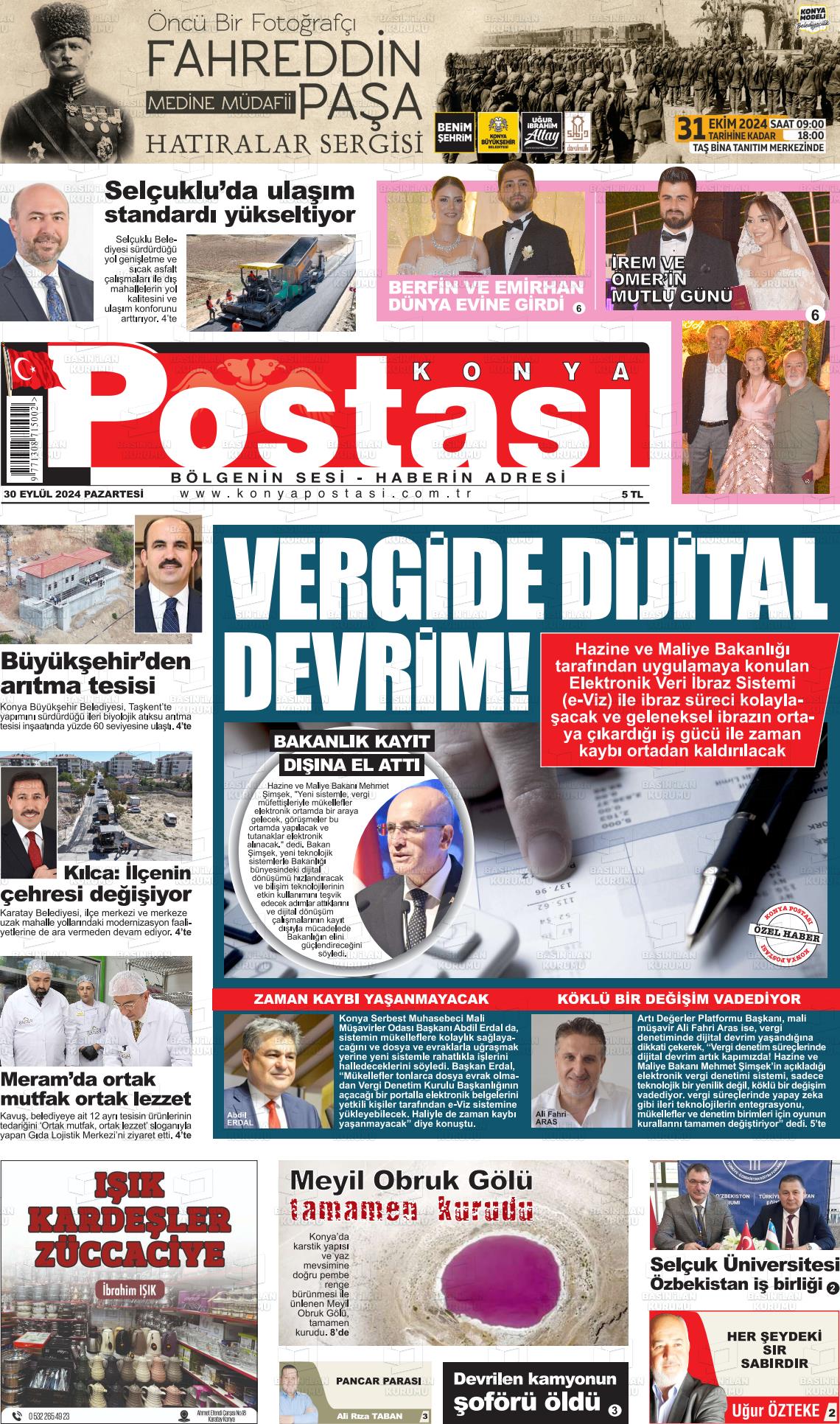 30 Eylül 2024 Konya Postası Gazete Manşeti