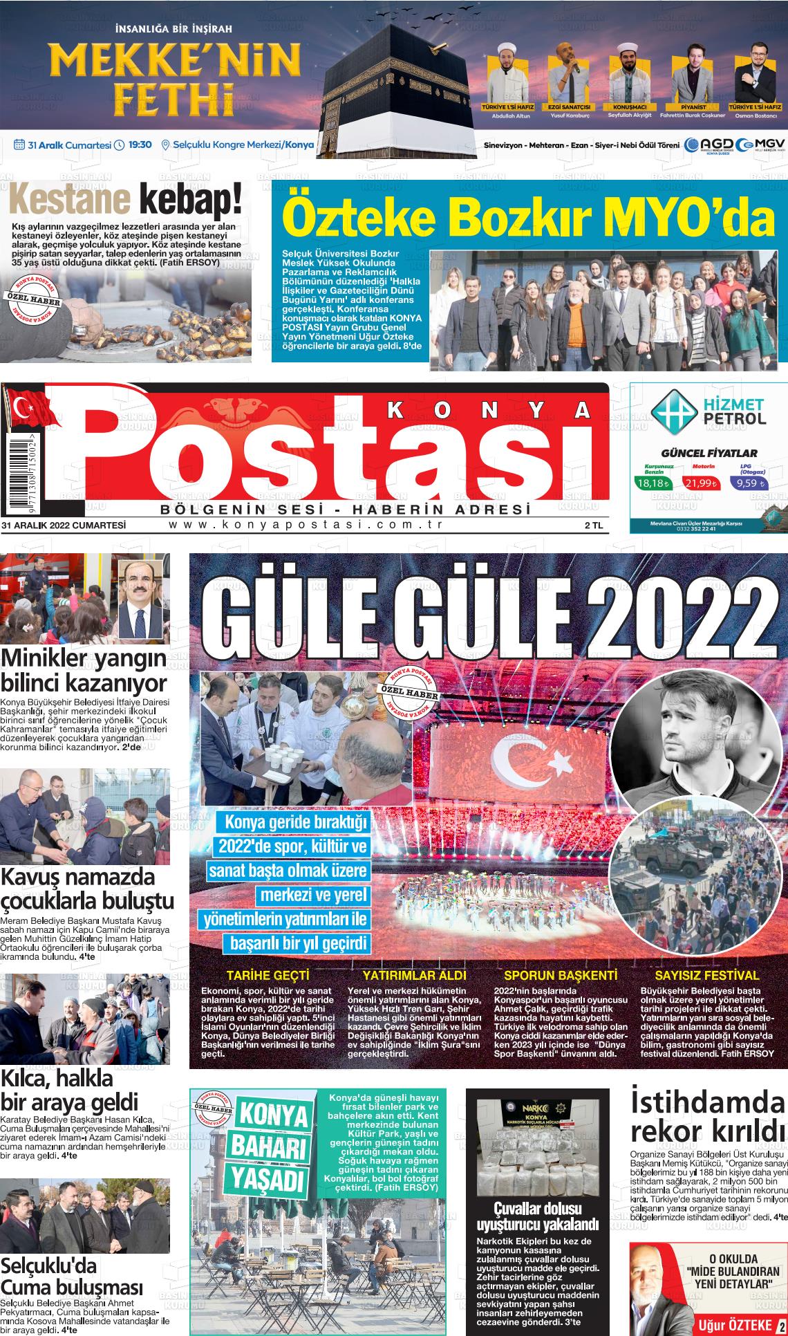 31 Aralık 2022 Konya Postası Gazete Manşeti