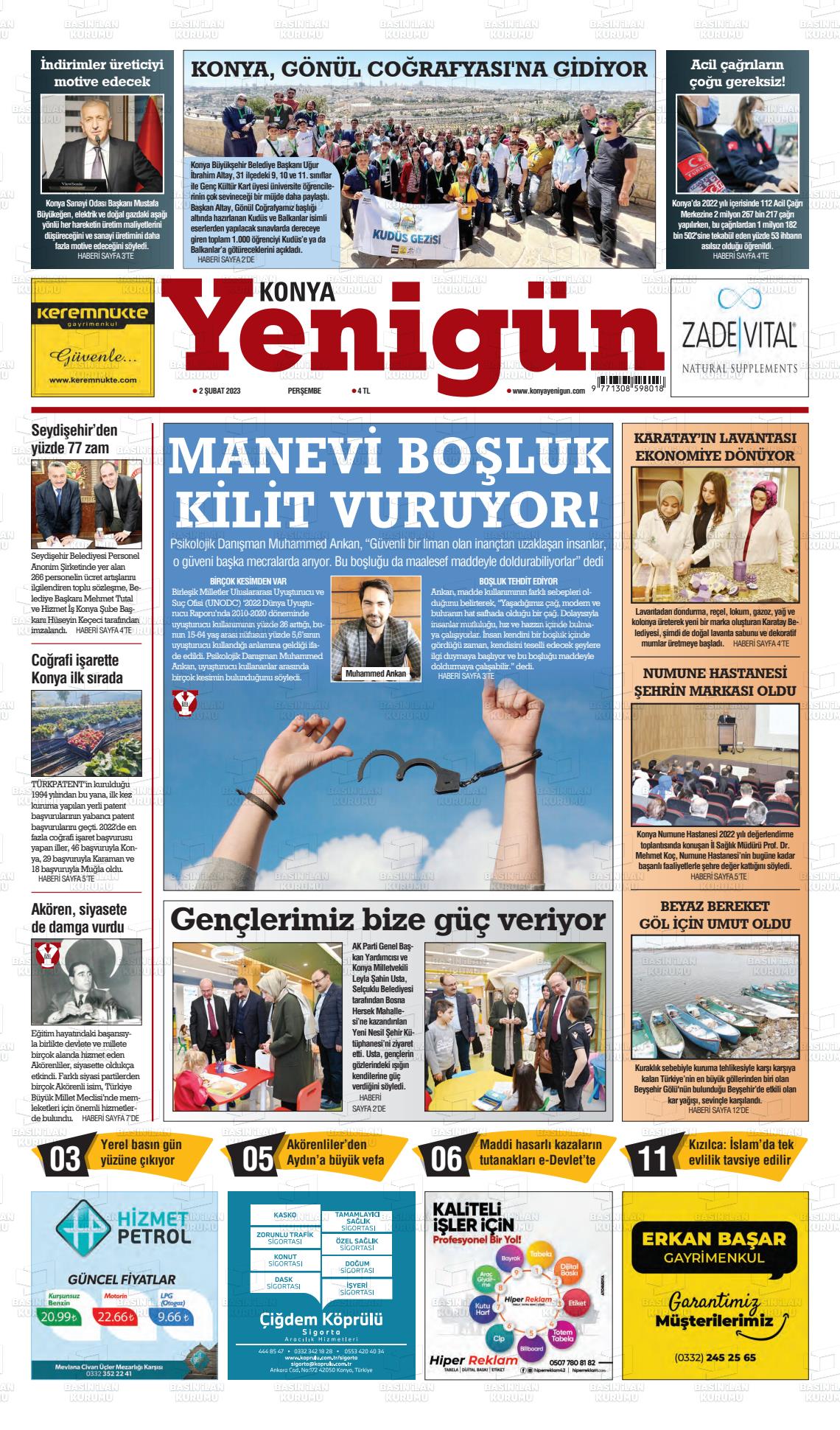 02 Nisan 2023 Konya YeniGün Gazete Manşeti