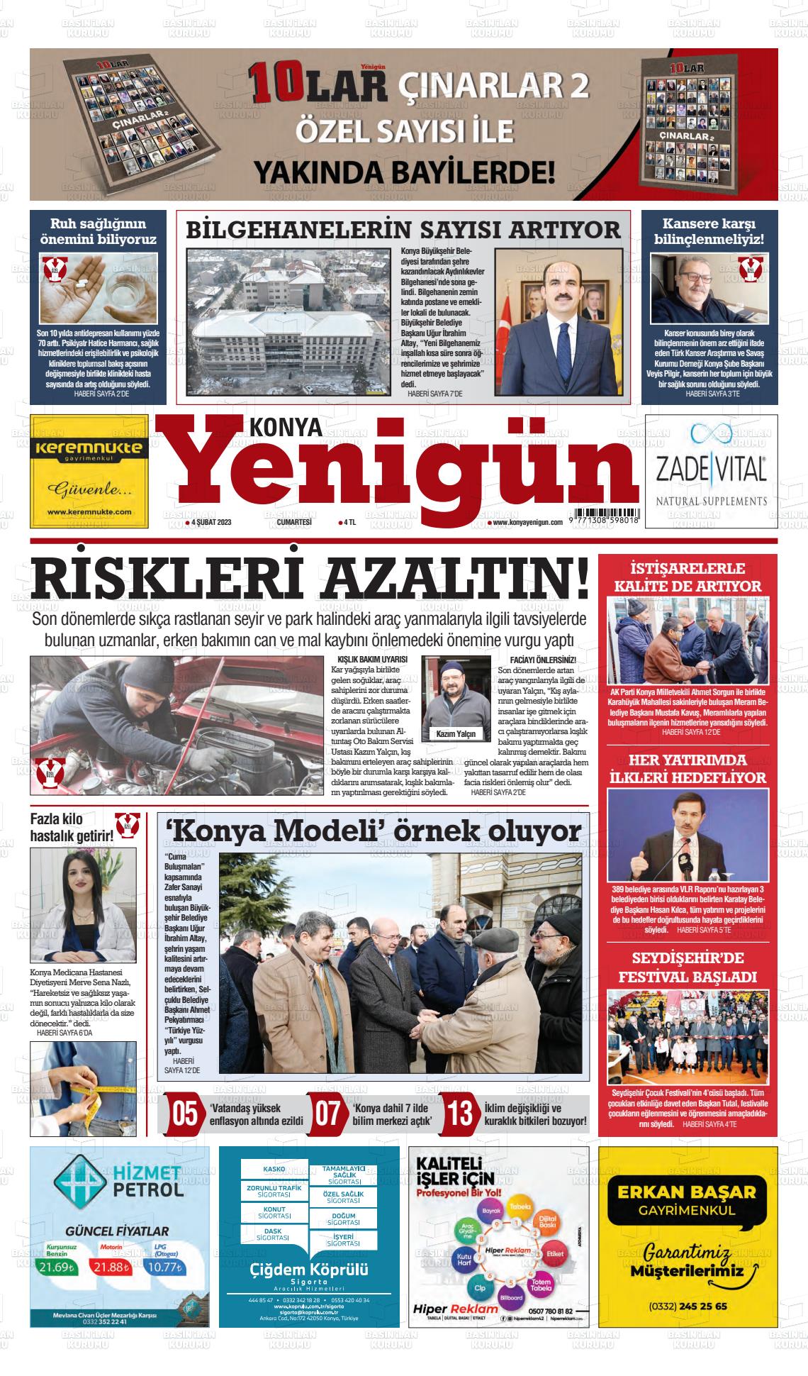 04 Nisan 2023 Konya YeniGün Gazete Manşeti