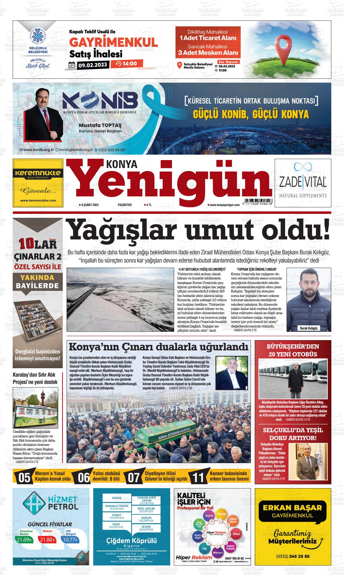 06 Nisan 2023 Konya YeniGün Gazete Manşeti