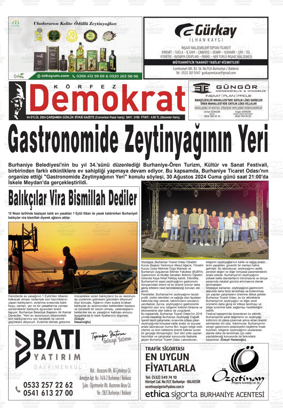 04 Eylül 2024 Körfez Demokrat Gazete Manşeti