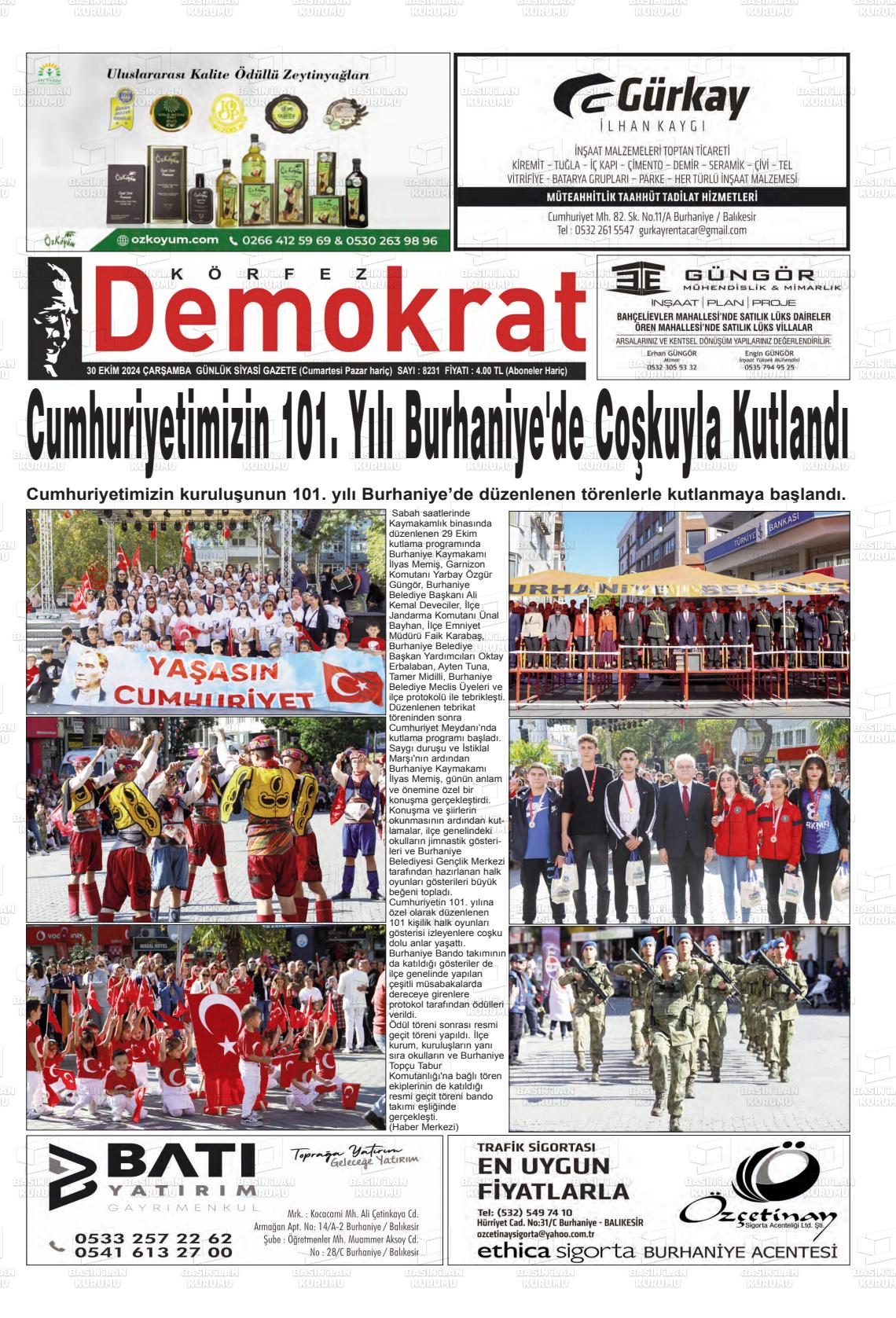 30 Ekim 2024 Körfez Demokrat Gazete Manşeti