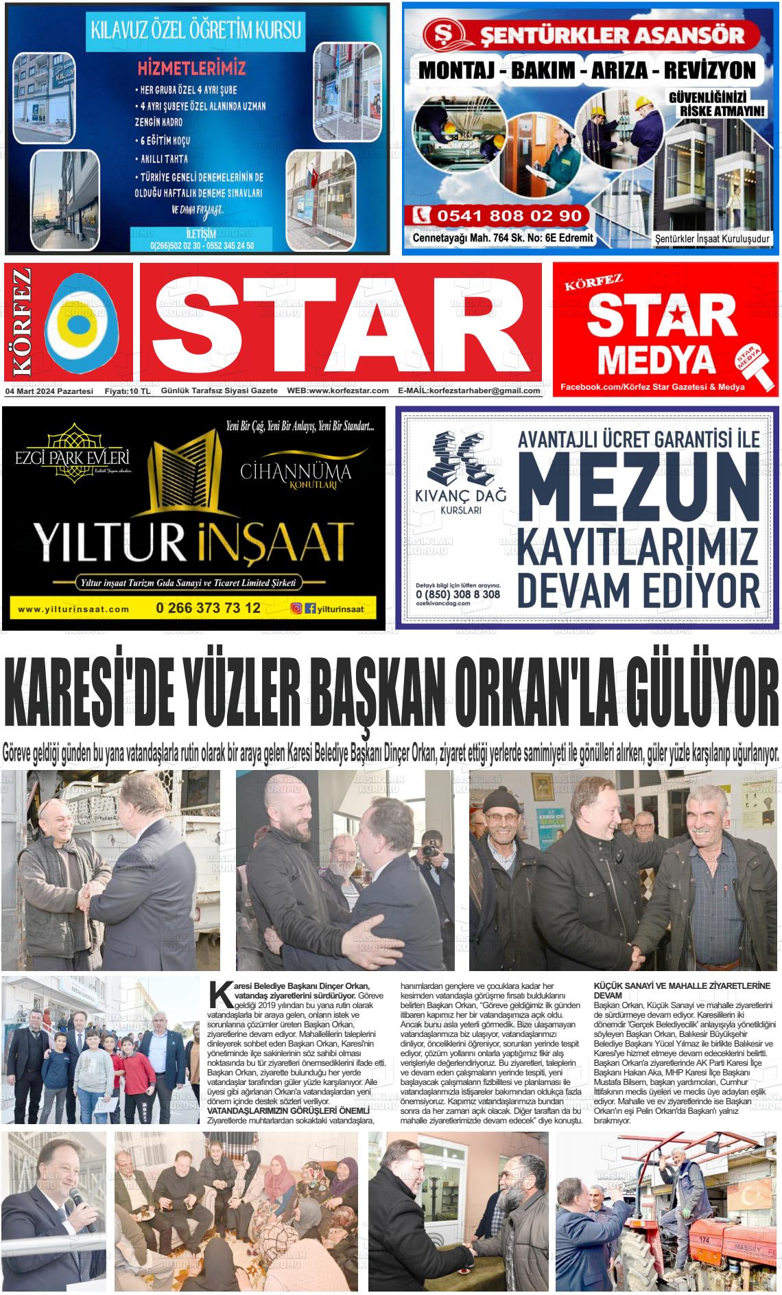 04 Mart 2024 Körfez Star Gazete Manşeti