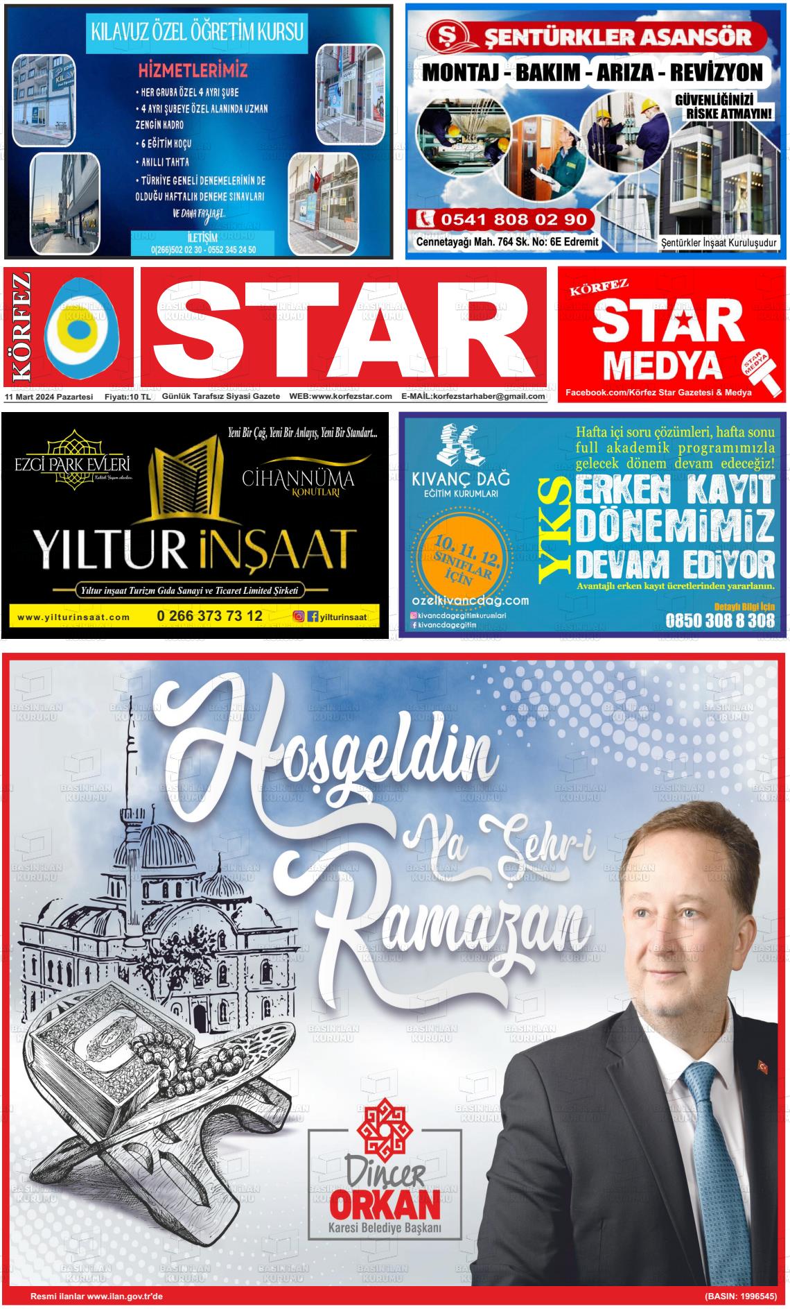 11 Mart 2024 Körfez Star Gazete Manşeti